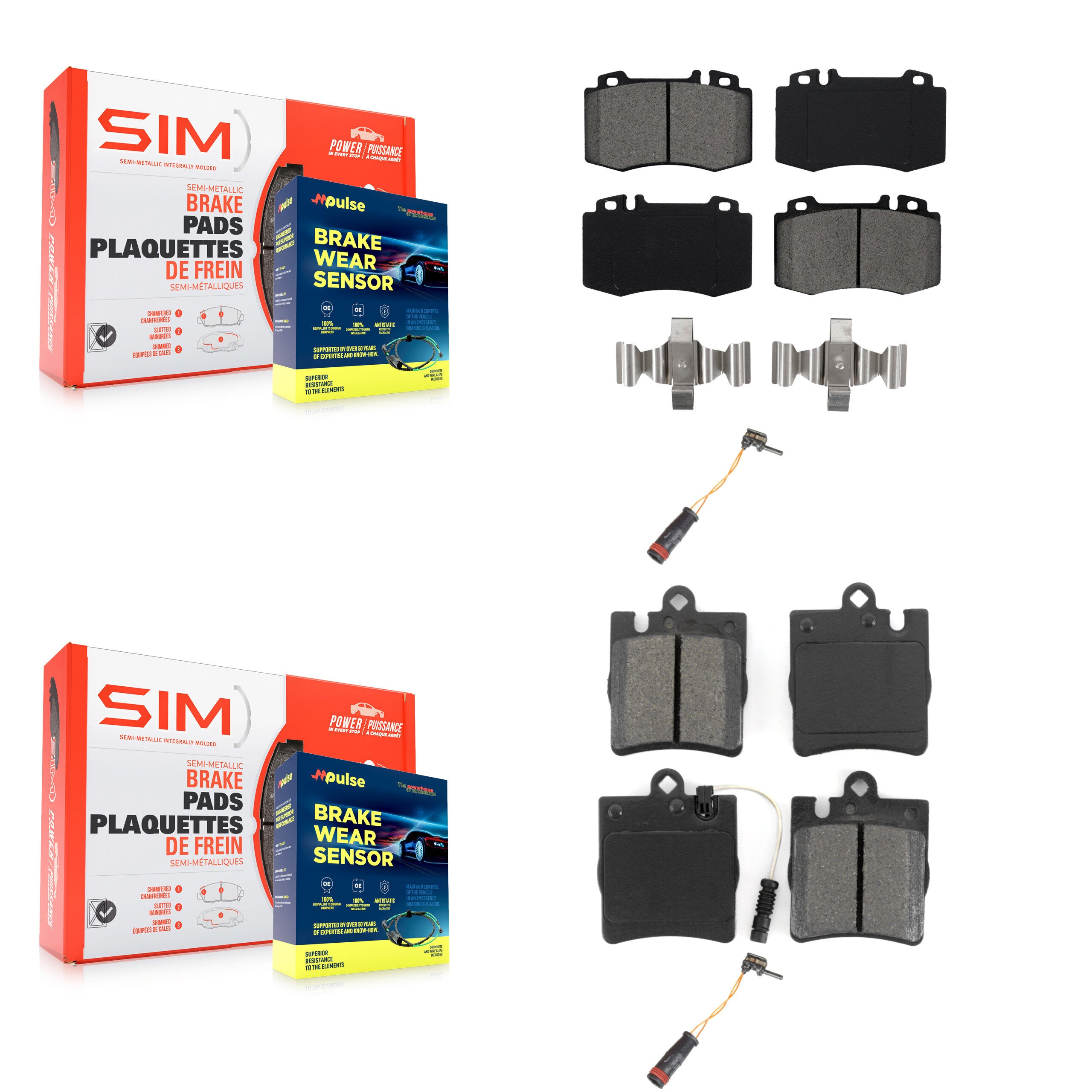 SIM KSW-100029 Disc Brake Pad for 2003-2007 Mercedes-Benz C350, Mercedes-Benz SLK350 and More - Front and Rear