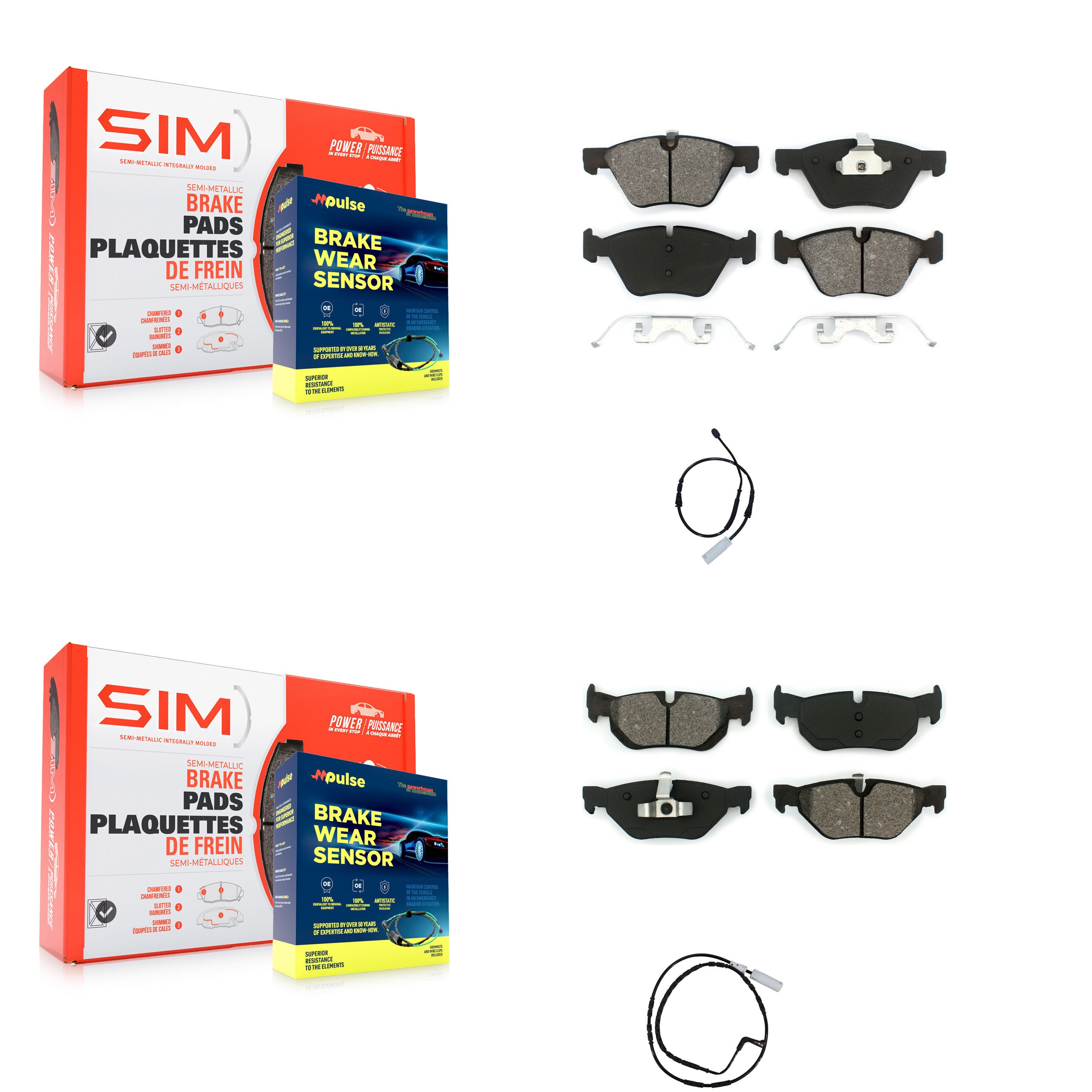 SIM KSW-100034 Disc Brake Pad for 2010-2012 BMW 128i - Front and Rear