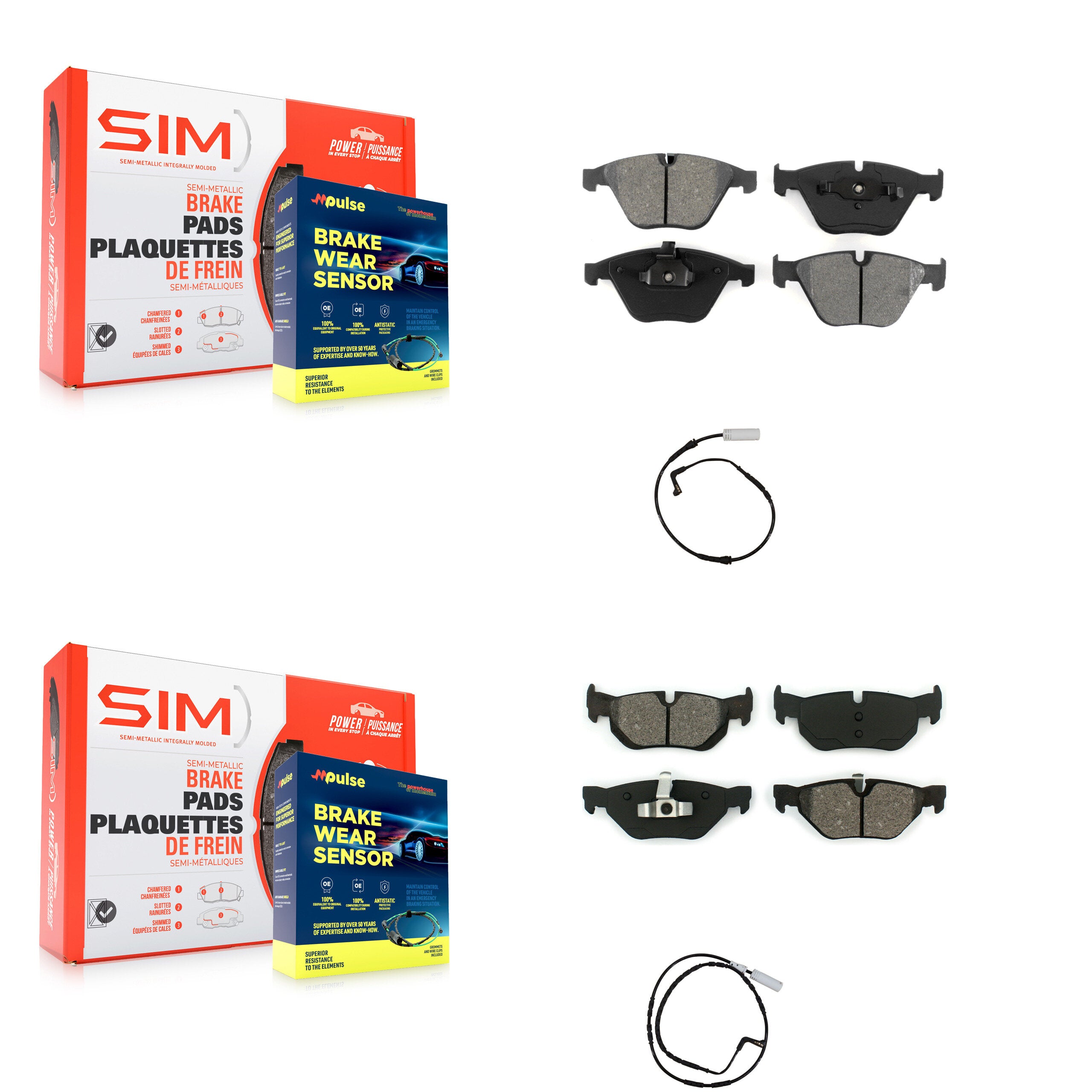 SIM KSW-100043 Disc Brake Pad for 2007-2008 BMW 328i, BMW 323i - Front and Rear