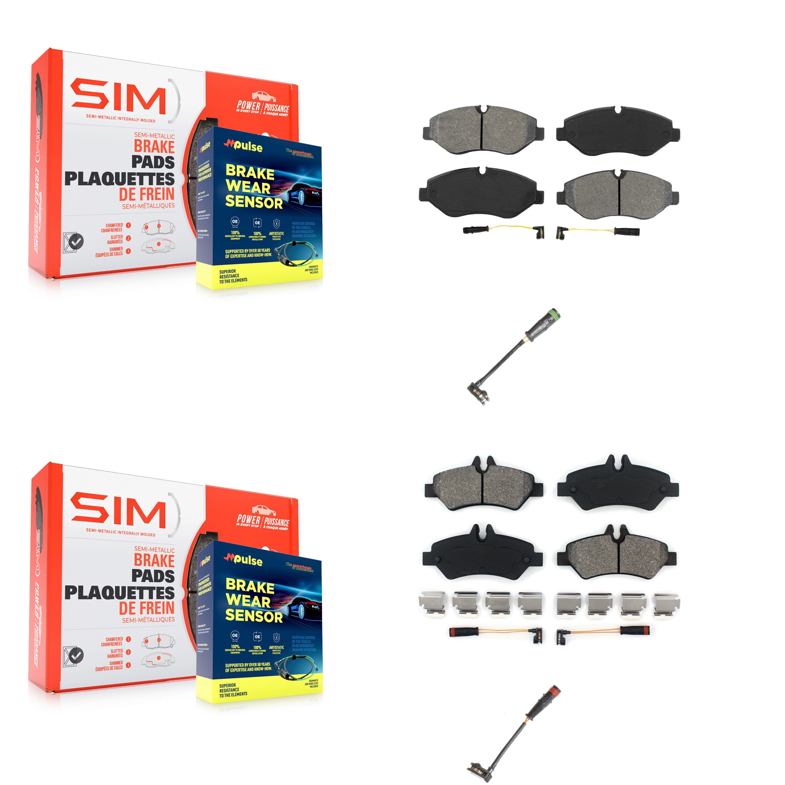 SIM KSW-100046 Disc Brake Pad for 2007-2018 Mercedes-Benz Sprinter 2500, Dodge Sprinter 2500, Freightliner Sprinter 2500 - Front and Rear