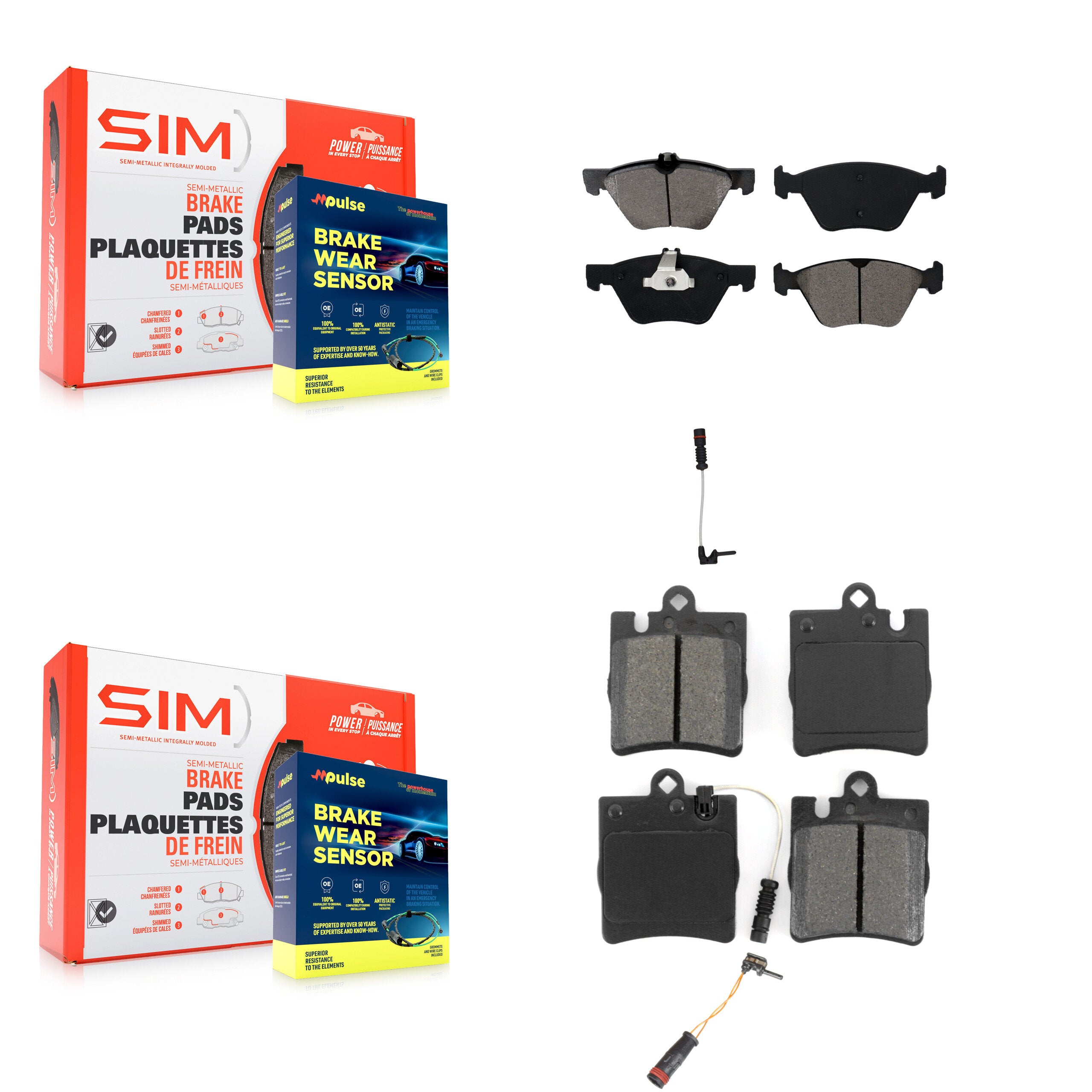 SIM KSW-100065 Disc Brake Pad for 2003 Mercedes-Benz CLK320 - Front and Rear