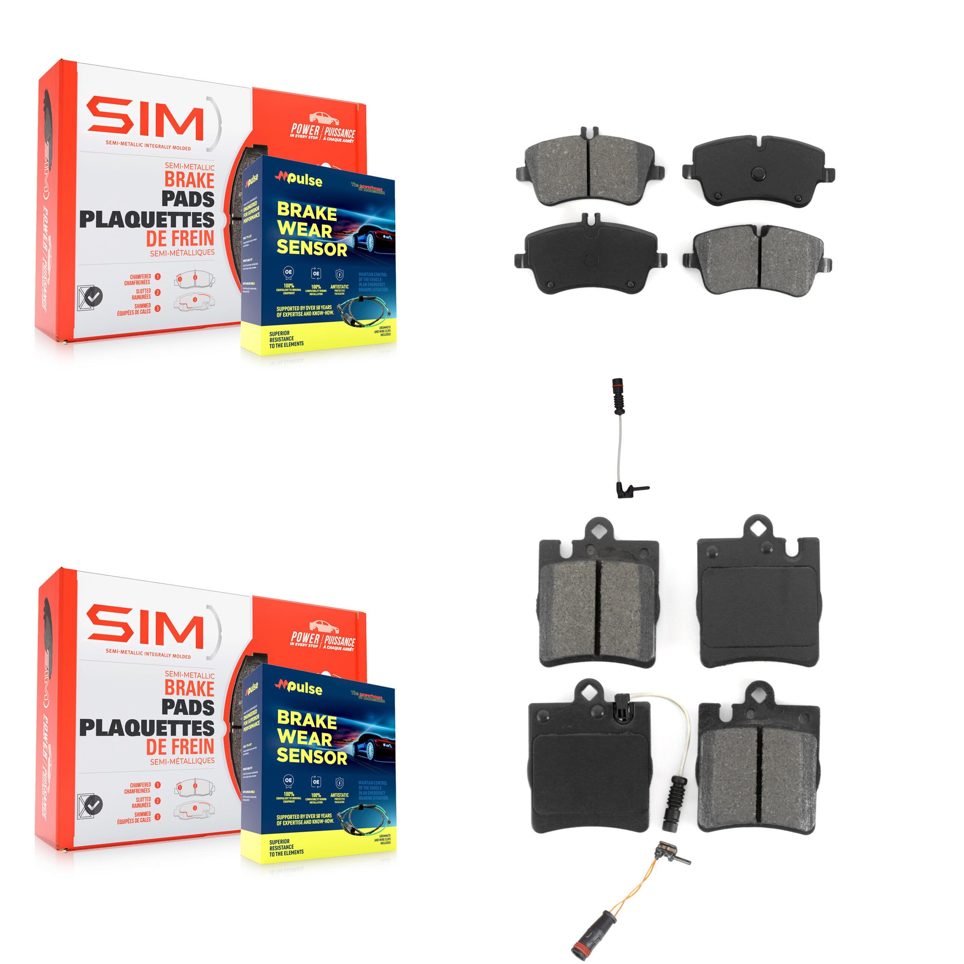 SIM KSW-100066 Disc Brake Pad for 2003 Mercedes-Benz CLK320 - Front and Rear