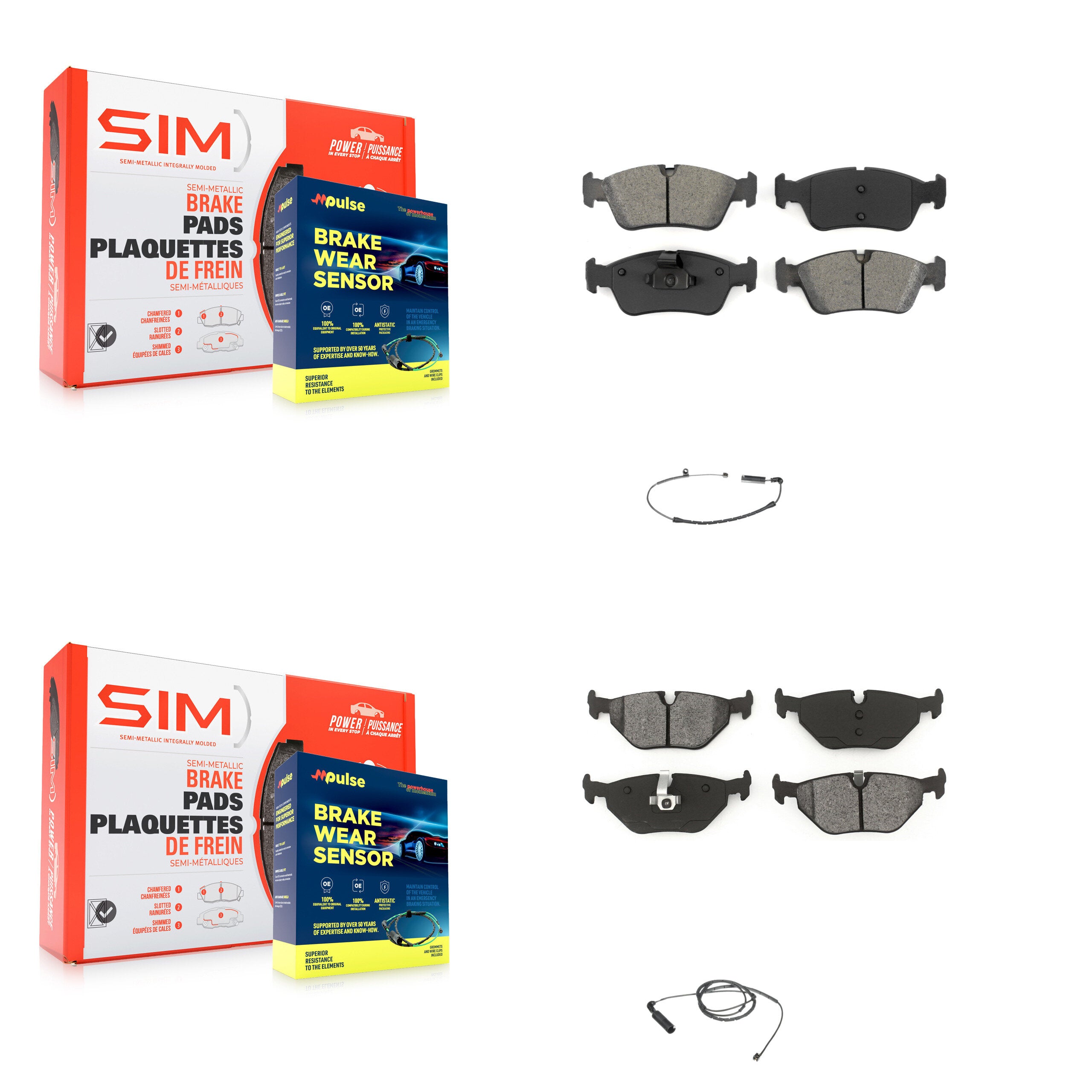 SIM KSW-100068 Disc Brake Pad for 1999-2006 BMW 320i, BMW 325Ci and More - Front and Rear