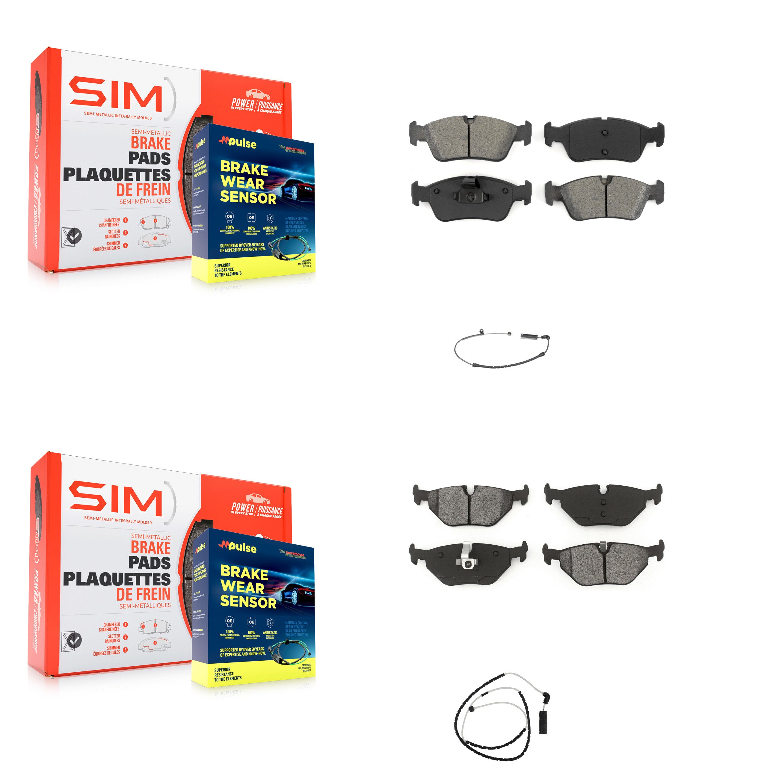 SIM KSW-100069 Disc Brake Pad for 2003-2008 BMW Z4 - Front and Rear