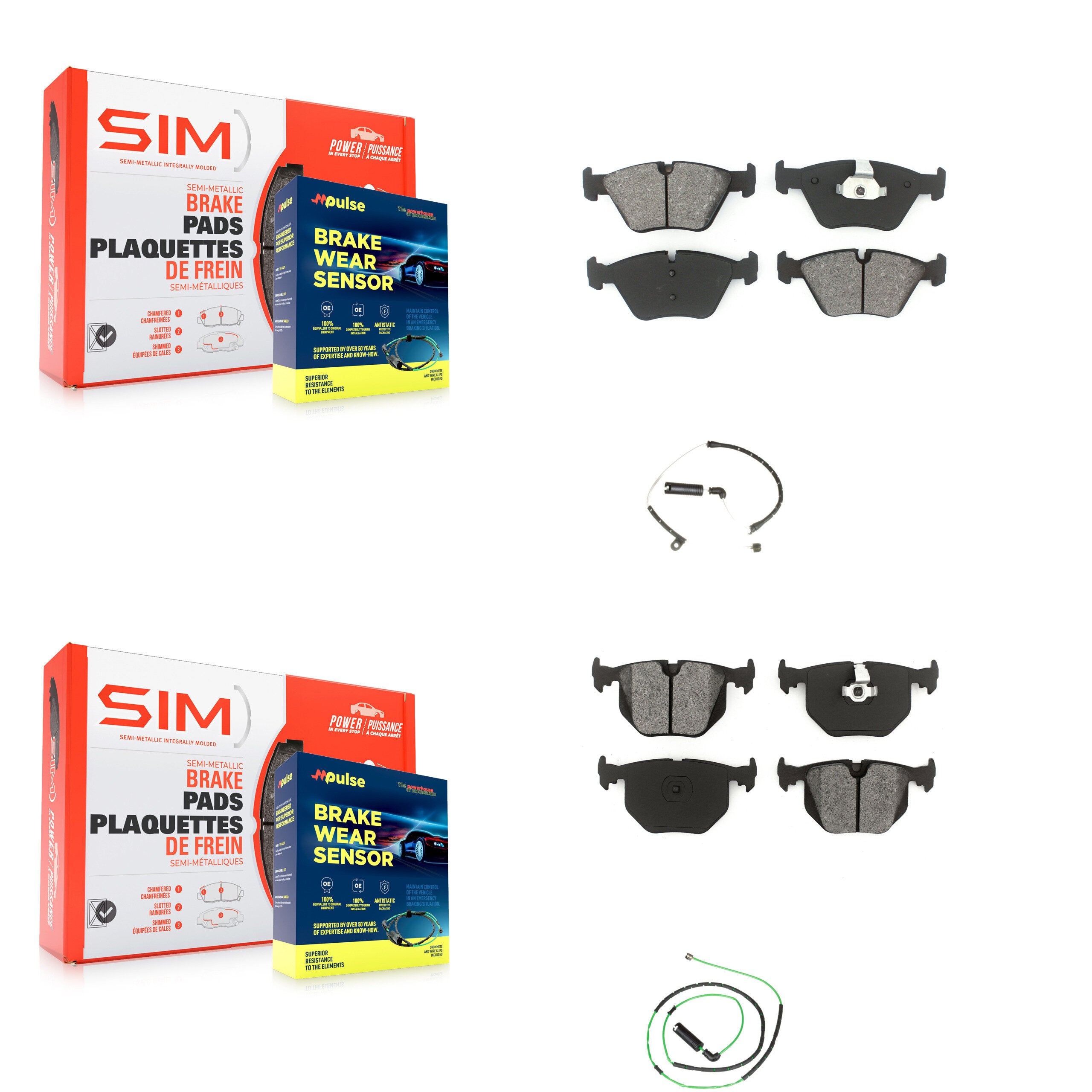 SIM KSW-100070 Disc Brake Pad for 2006-2008 BMW Z4 - Front and Rear