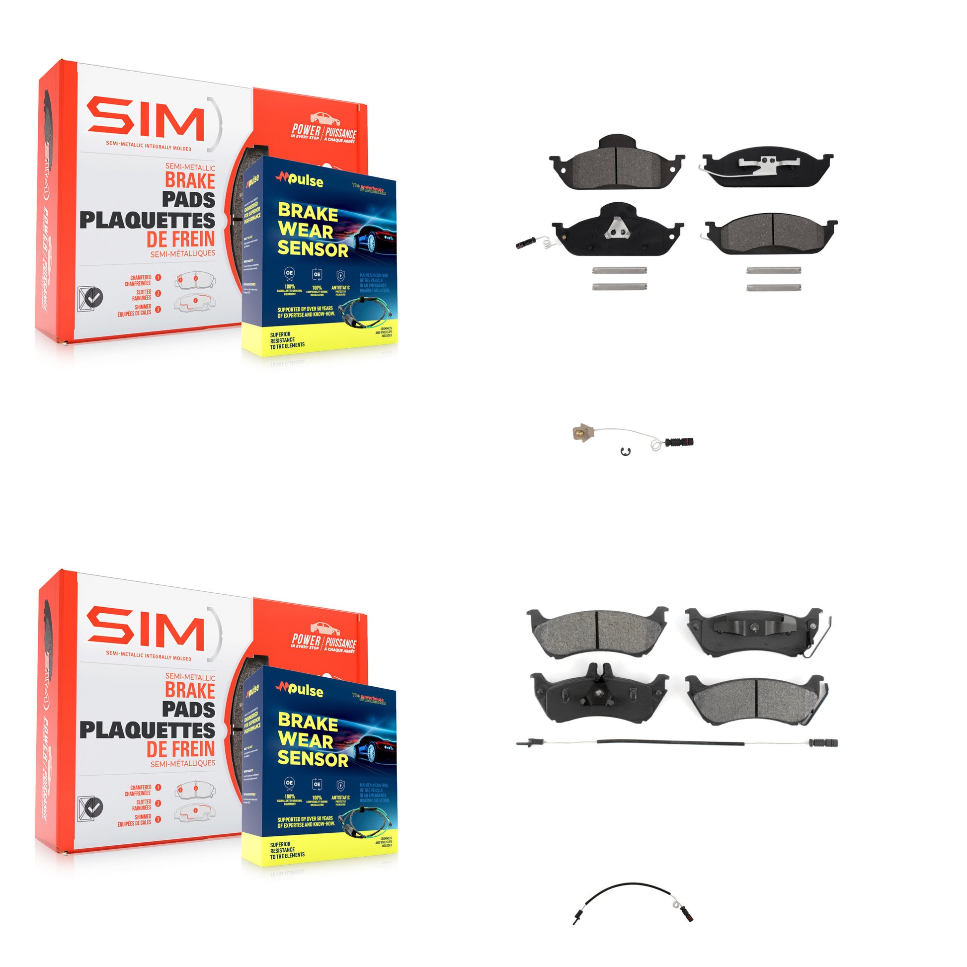 SIM KSW-100072 Disc Brake Pad for 1998-2005 Mercedes-Benz ML320, Mercedes-Benz ML350, Mercedes-Benz ML430 - Front and Rear
