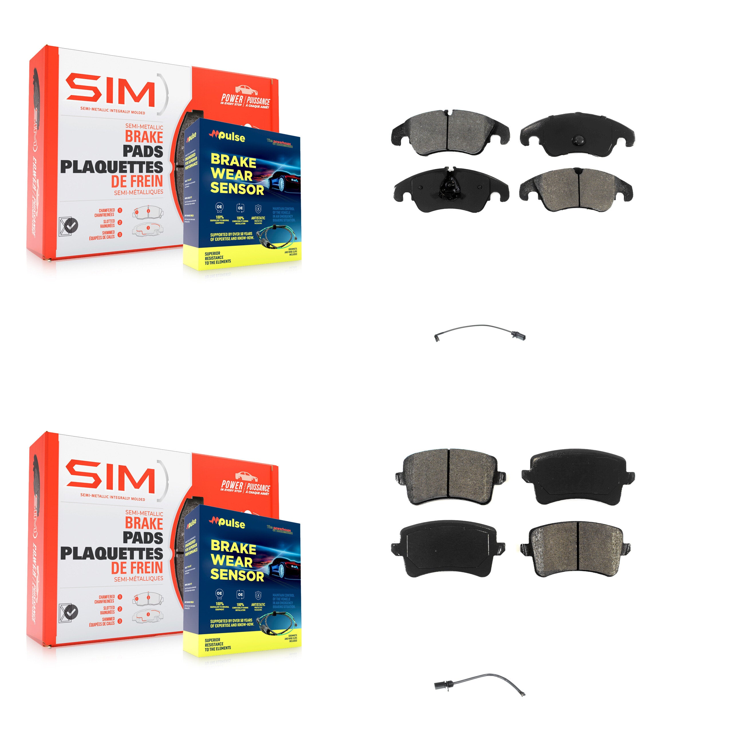 SIM KSW-100073 Disc Brake Pad for 2015 Audi Q5 - Front and Rear