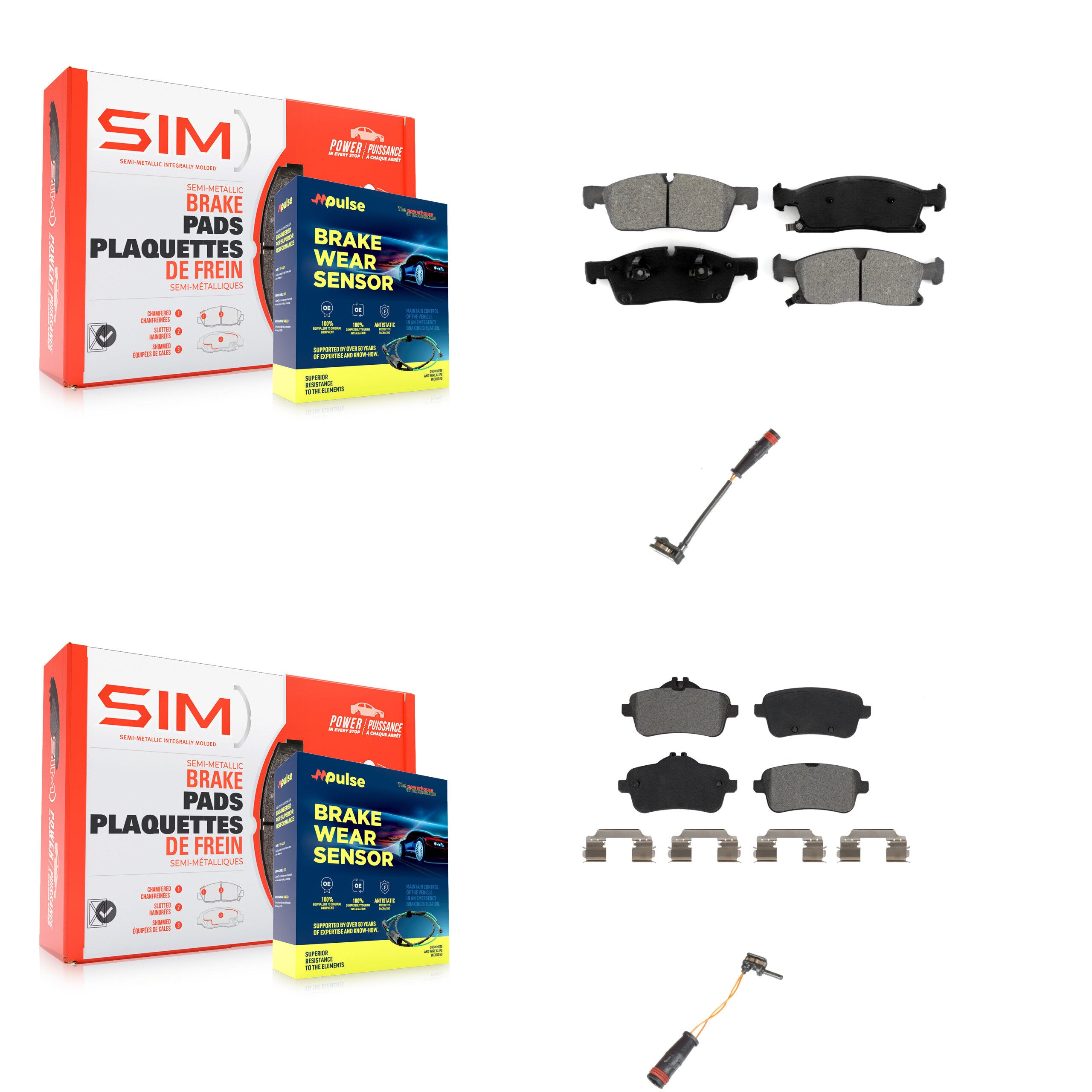 SIM KSW-100076 Disc Brake Pad for 2012-2018 Mercedes-Benz GLE400, Mercedes-Benz GLE350, Mercedes-Benz ML350 - Front and Rear