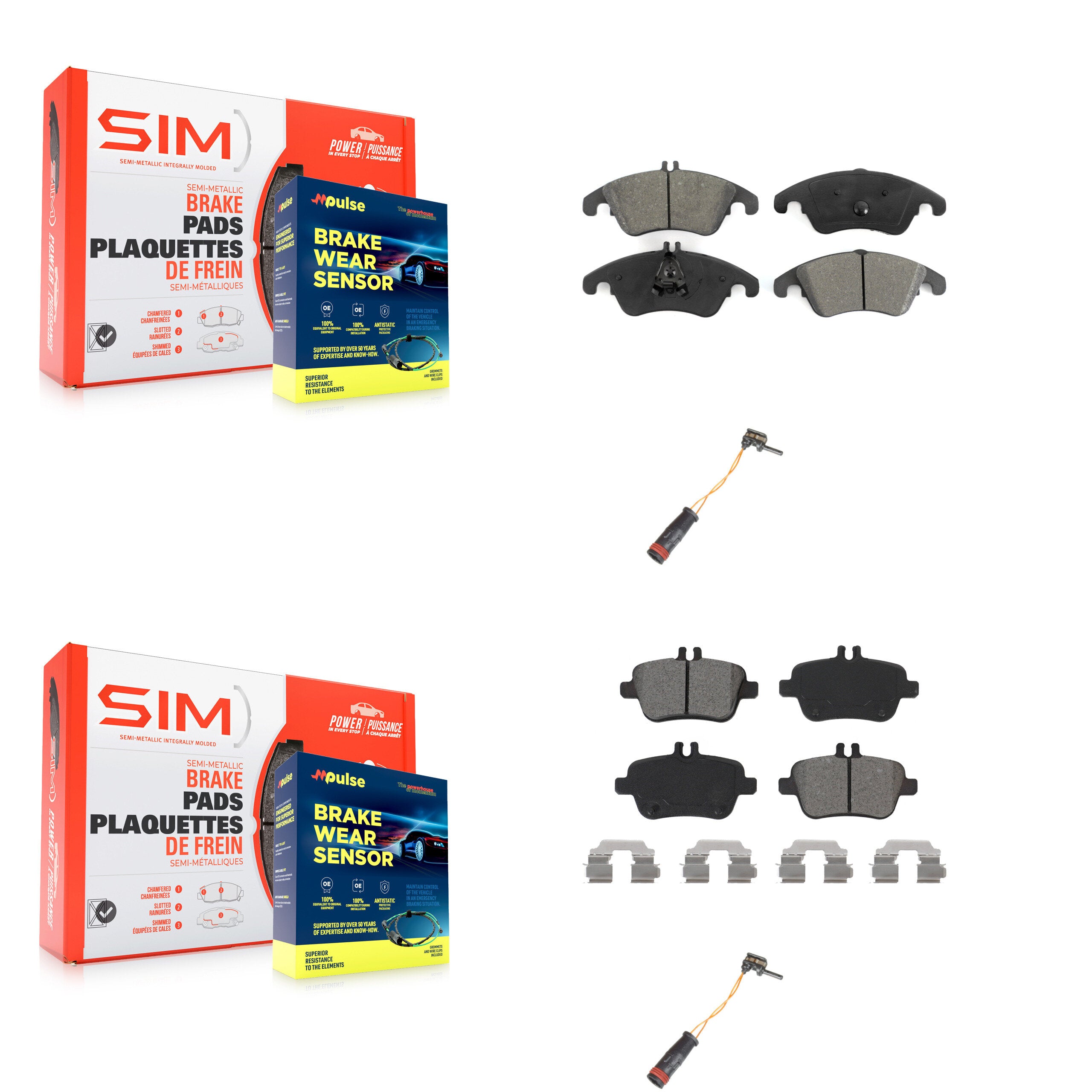 SIM KSW-100078 Disc Brake Pad for 2012-2016 Mercedes-Benz SLK350 - Front and Rear