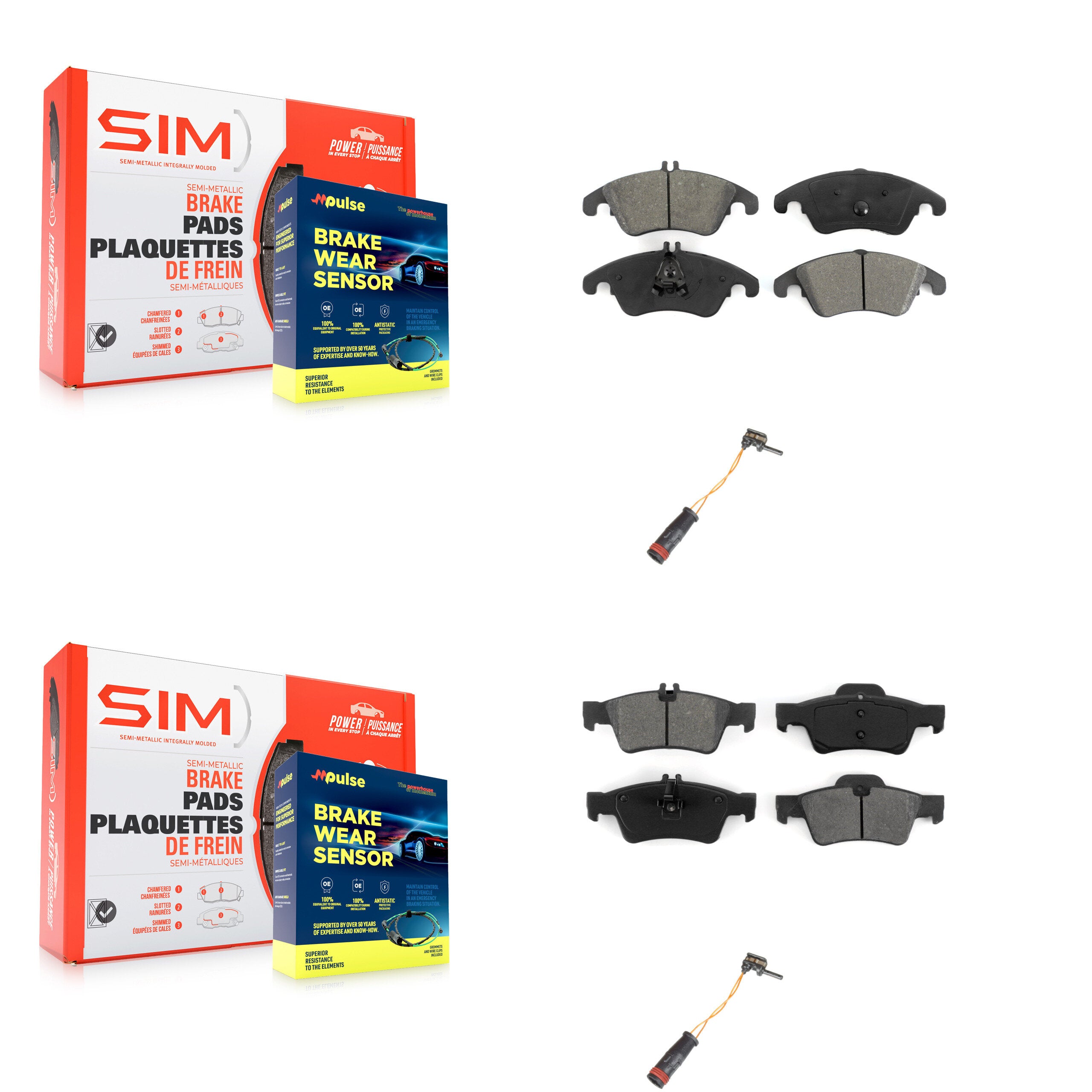 SIM KSW-100079 Disc Brake Pad for 2010-2016 Mercedes-Benz CLS400, Mercedes-Benz E350 and More - Front and Rear