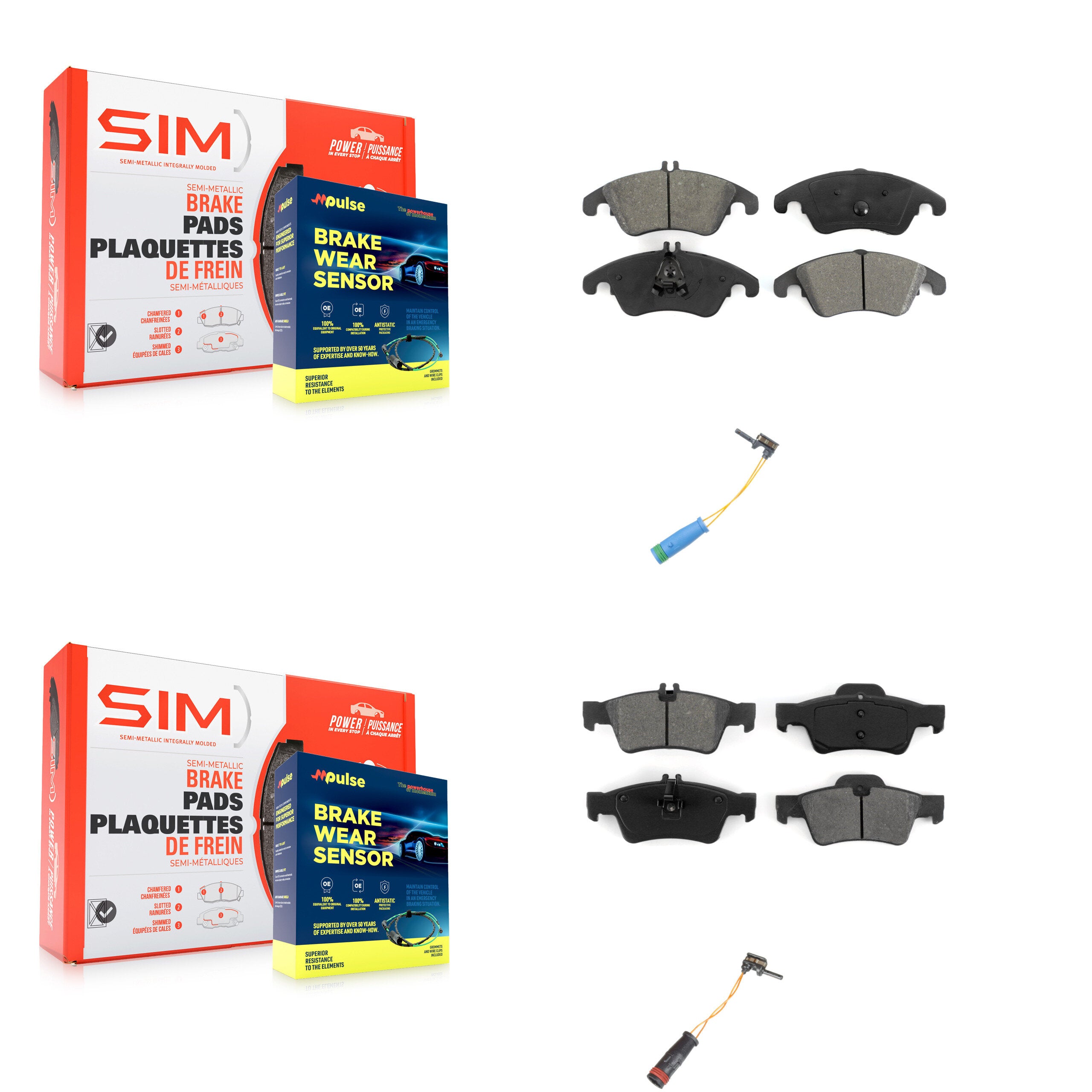 SIM KSW-100080 Disc Brake Pad for 2015-2016 Mercedes-Benz E400 - Front and Rear