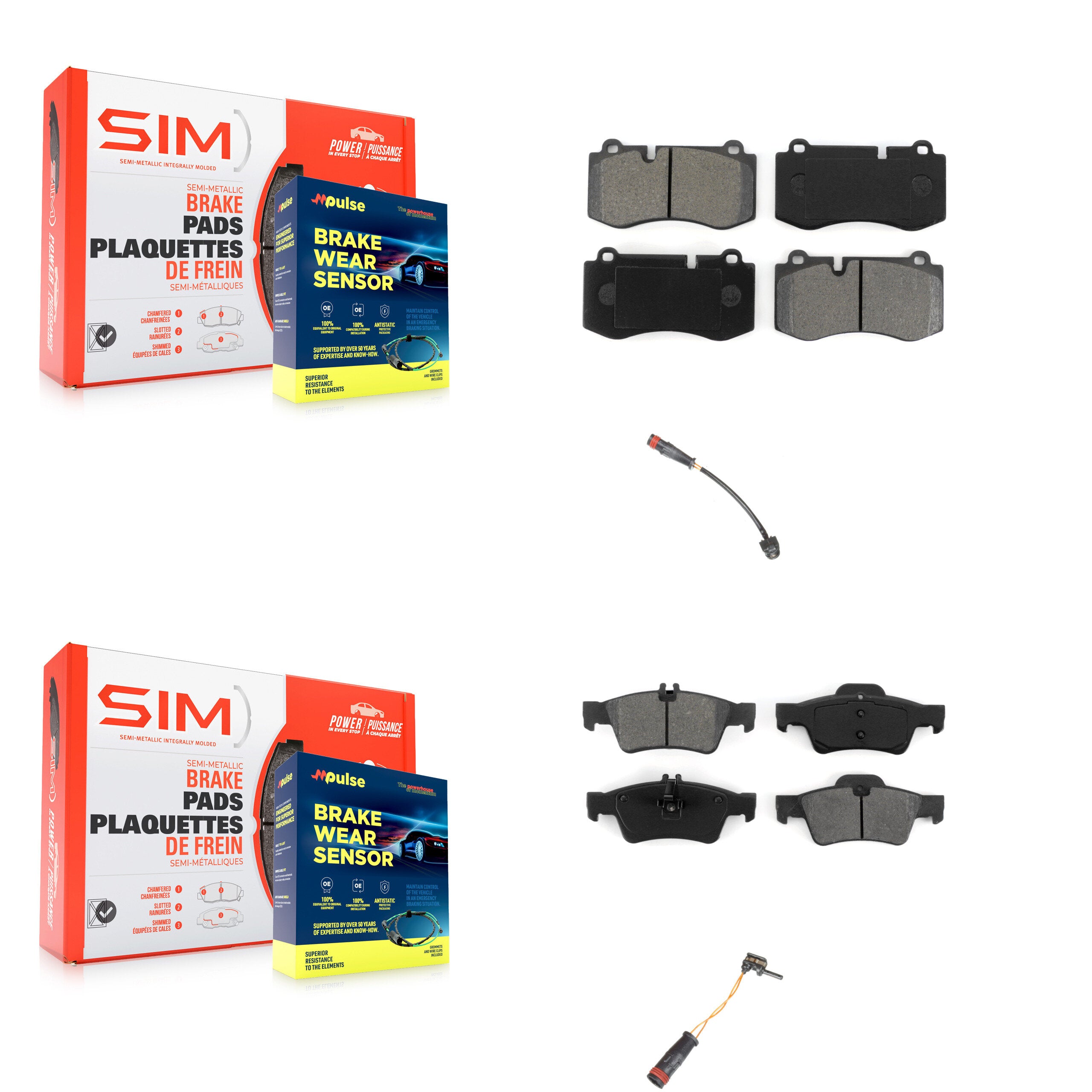 SIM KSW-100081 Disc Brake Pad for 2007-2014 Mercedes-Benz CL600, Mercedes-Benz S550 and More - Front and Rear