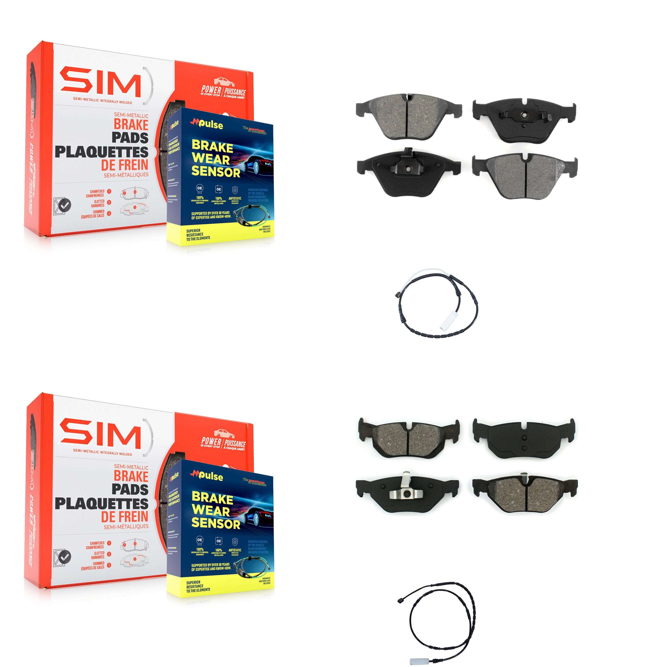 SIM KSW-100086 Disc Brake Pad for 2012 BMW 328i xDrive - Front and Rear
