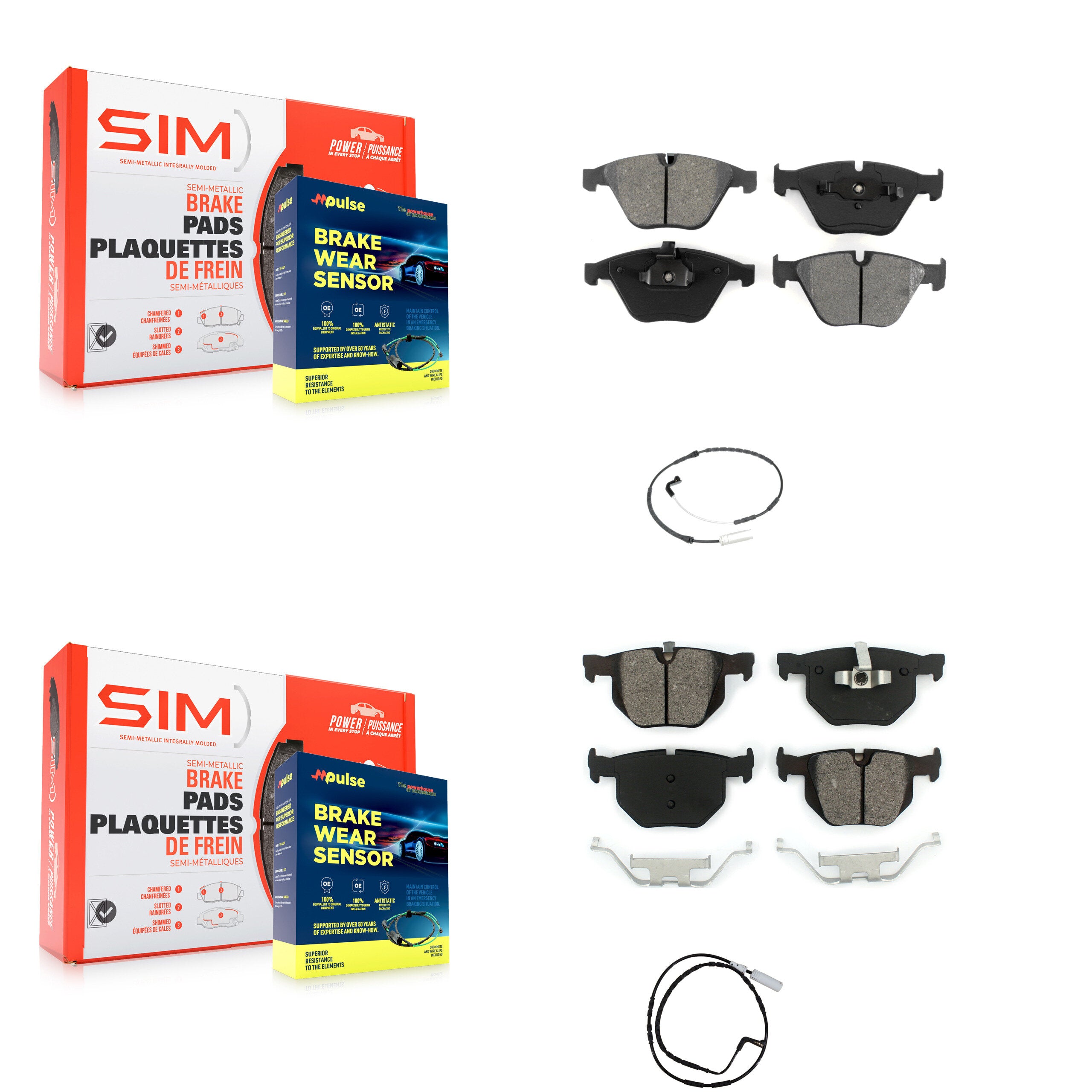 SIM KSW-100095 Disc Brake Pad for 2009-2010 BMW 335i xDrive - Front and Rear