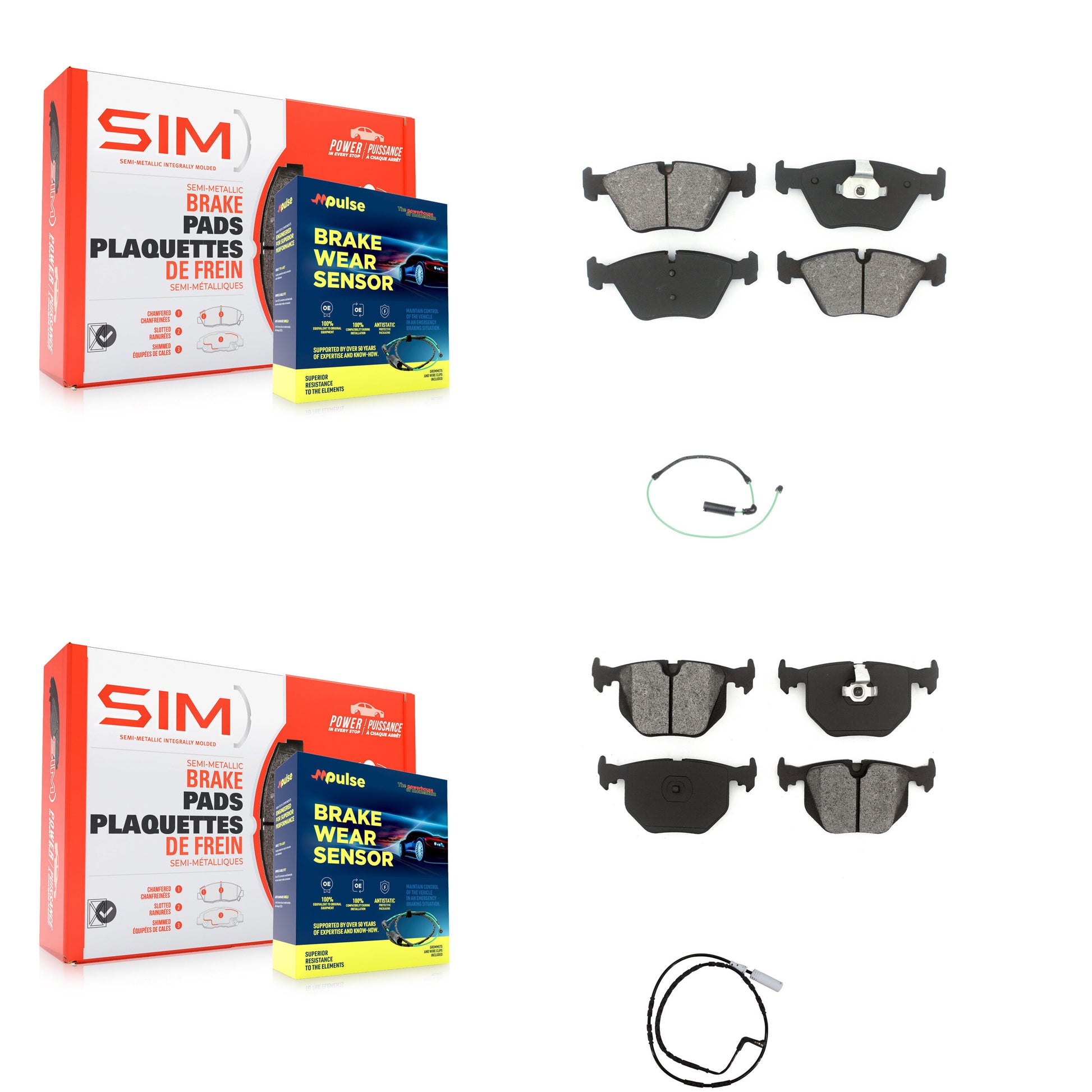 SIM KSW-100101 Disc Brake Pad for 2005 BMW 330xi - Front and Rear