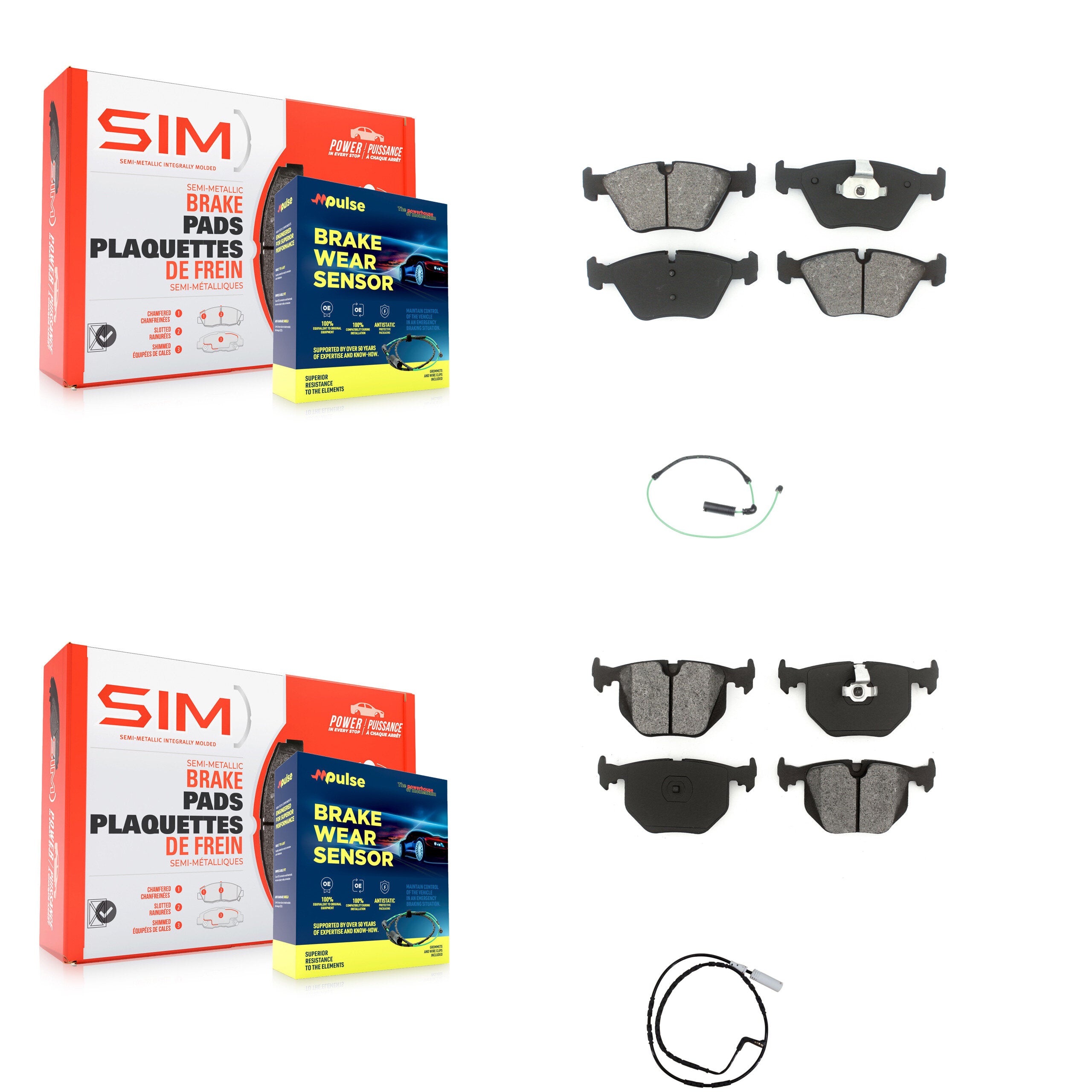 SIM KSW-100101 Disc Brake Pad for 2005 BMW 330xi - Front and Rear