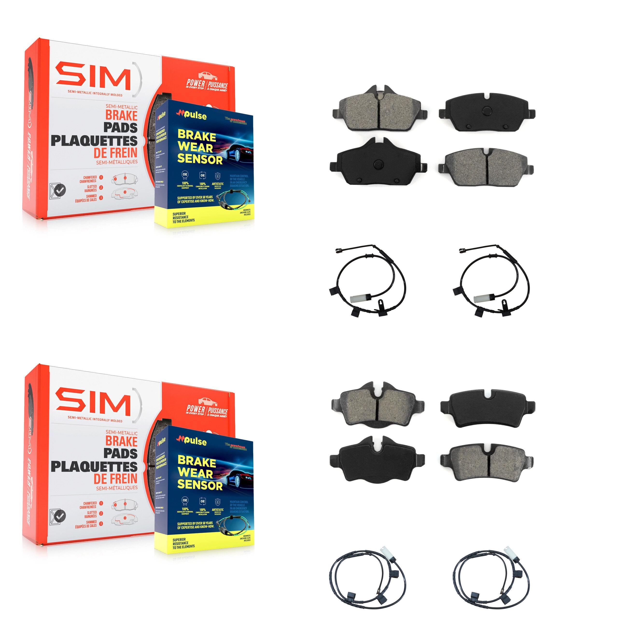 SIM KSW-100118 Disc Brake Pad for 2011-2015 Mini Cooper - Front and Rear