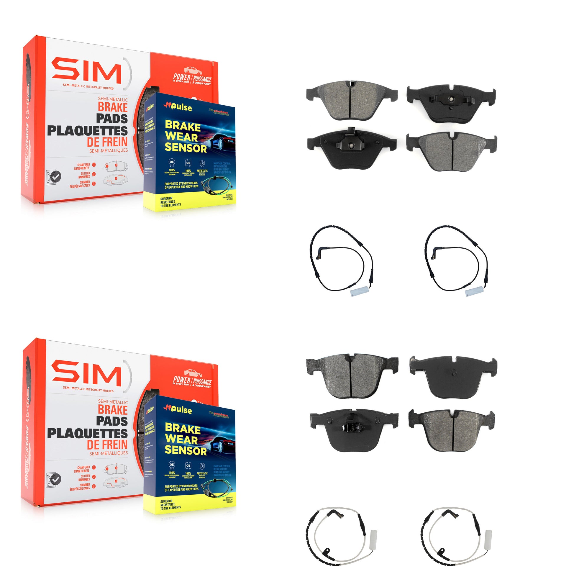 SIM KSW-100124 Disc Brake Pad for 2002-2008 BMW 750i, BMW 750Li and More - Front and Rear