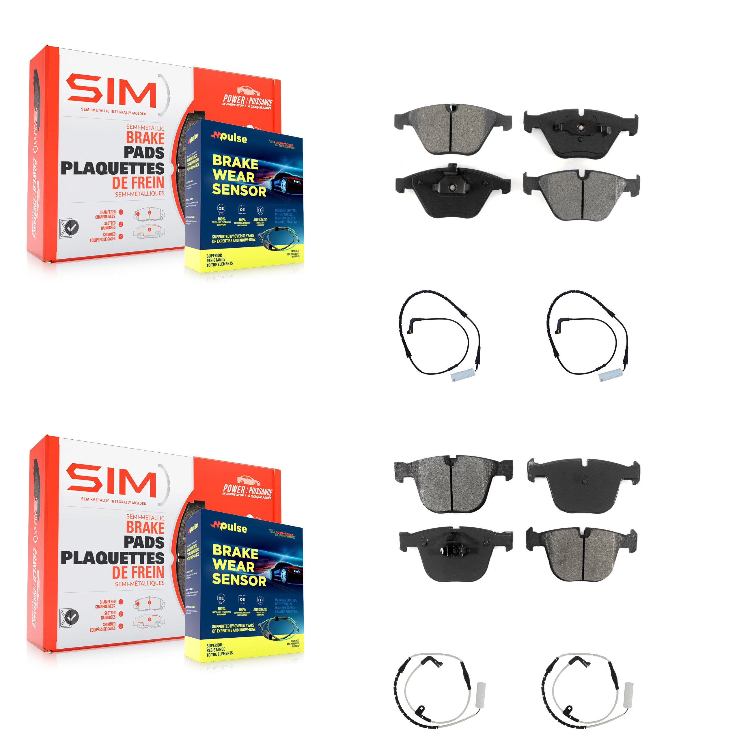 SIM KSW-100124 Disc Brake Pad for 2002-2008 BMW 750i, BMW 750Li and More - Front and Rear