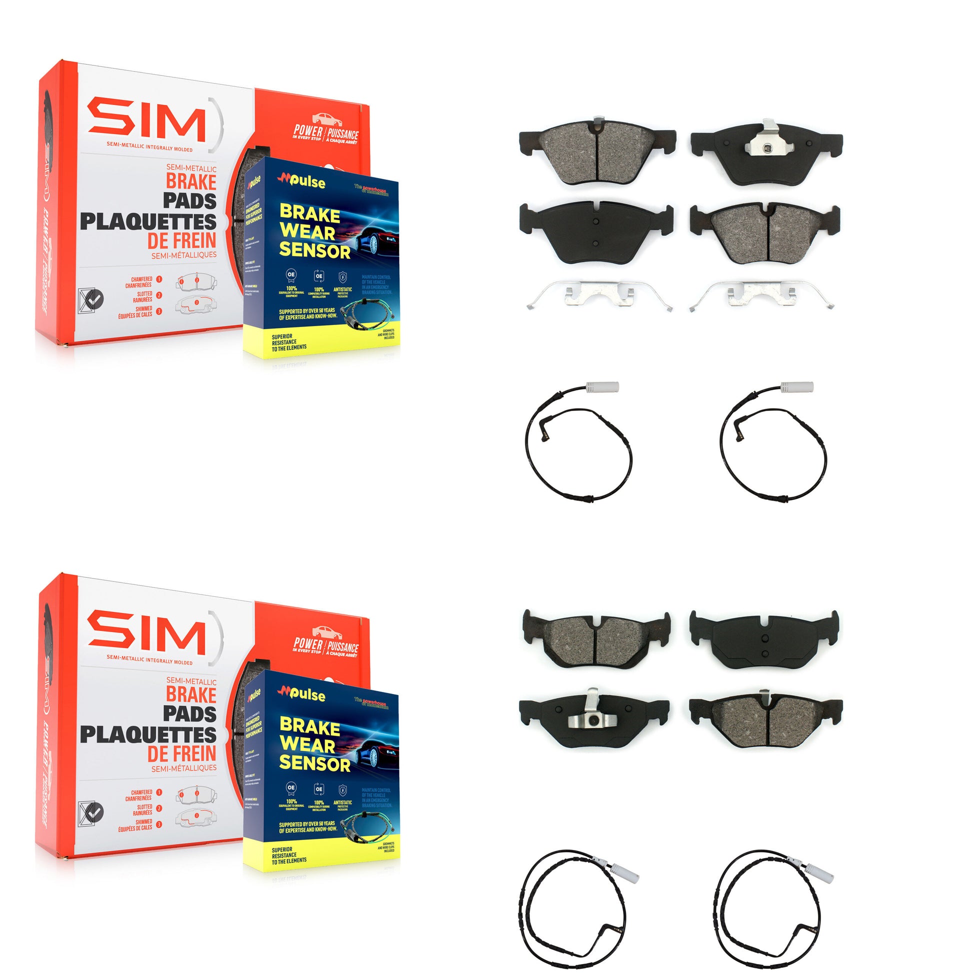 SIM KSW-100128 Disc Brake Pad for 2006-2010 BMW 128i, BMW 328i and More - Front and Rear