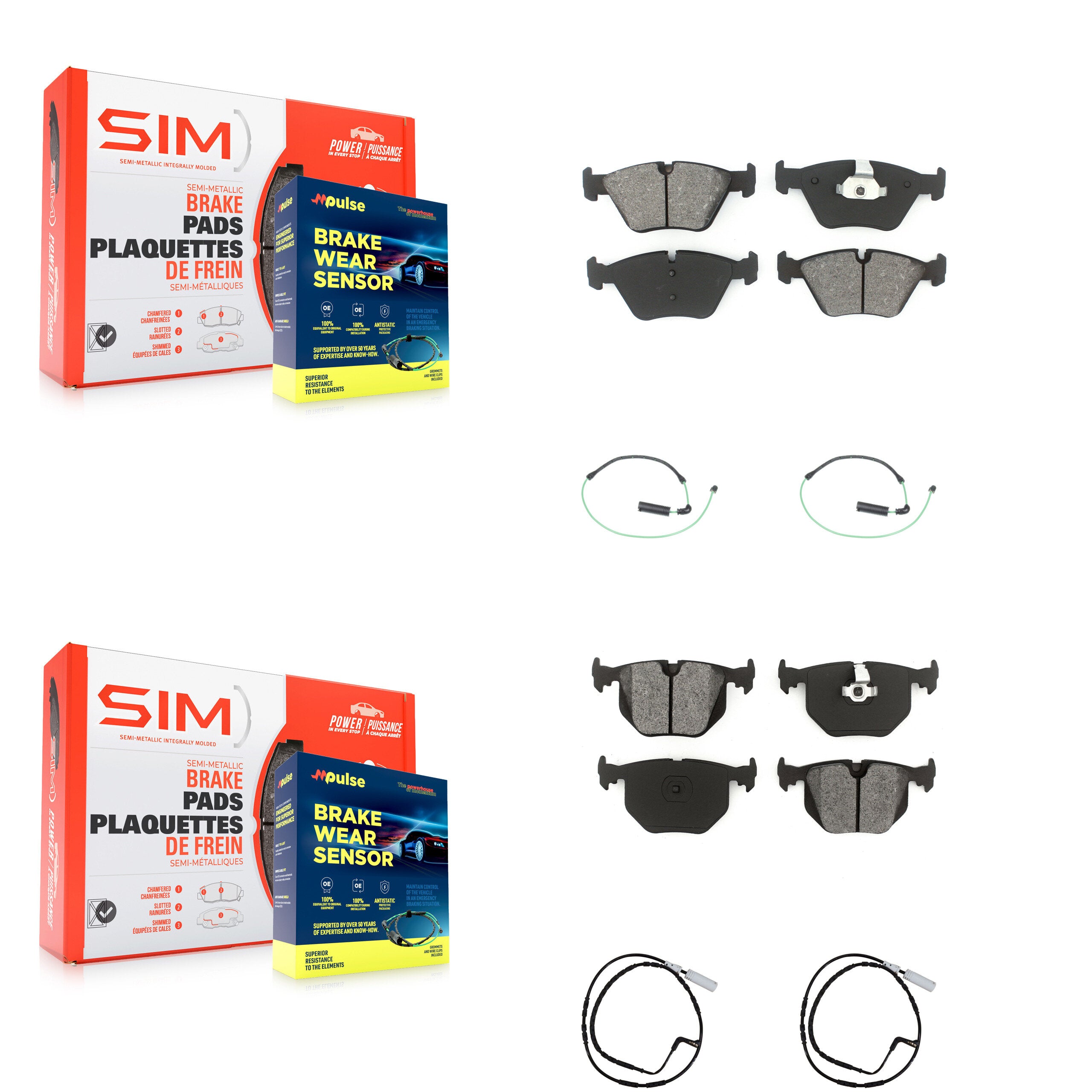 SIM KSW-100129 Disc Brake Pad for 2005 BMW 330xi - Front and Rear