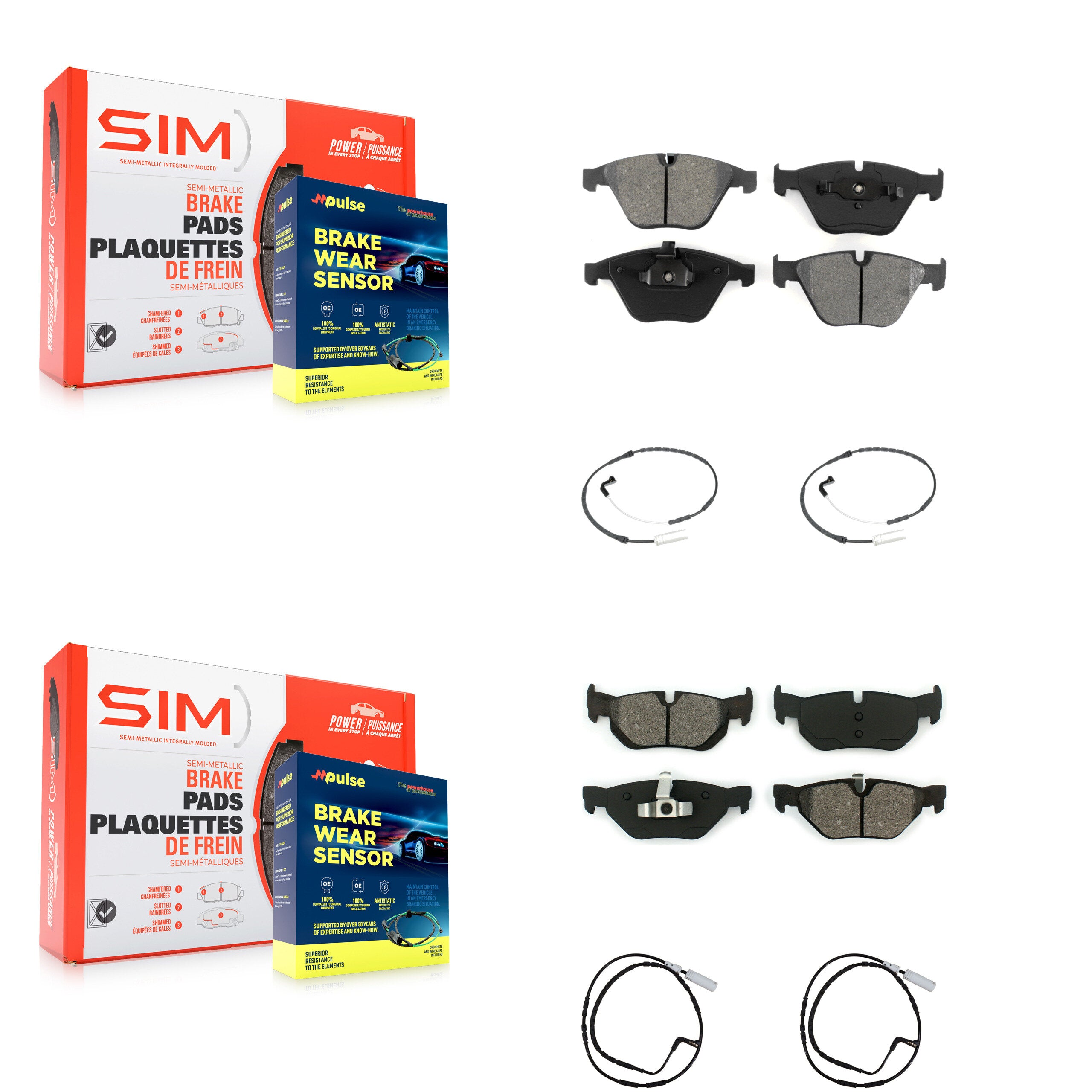 SIM KSW-100133 Disc Brake Pad for 2009-2010 BMW 328i xDrive - Front and Rear