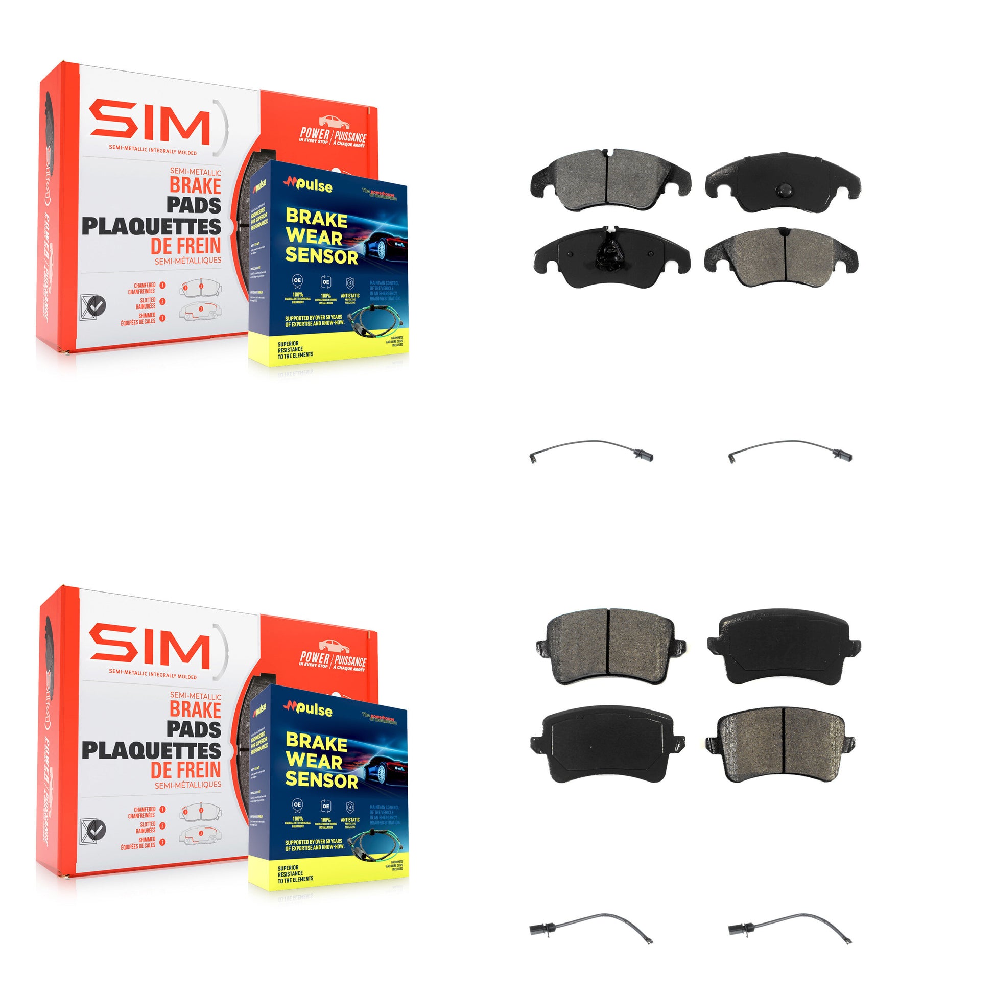 SIM KSW-100135 Disc Brake Pad for 2015 Audi Q5 - Front and Rear