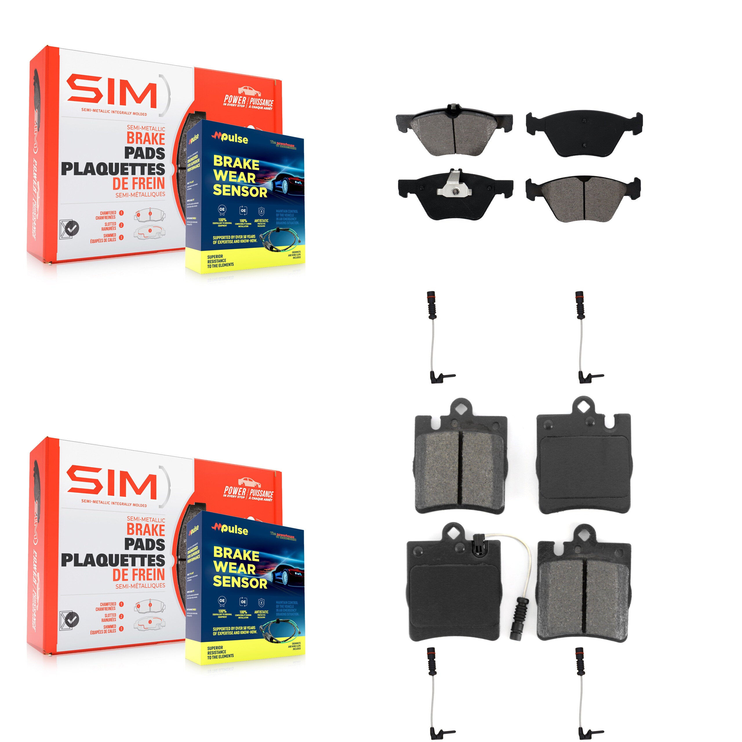 SIM KSW-100147 Disc Brake Pad for 1996-2002 Mercedes-Benz E430, Mercedes-Benz CLK320, Mercedes-Benz E320 - Front and Rear