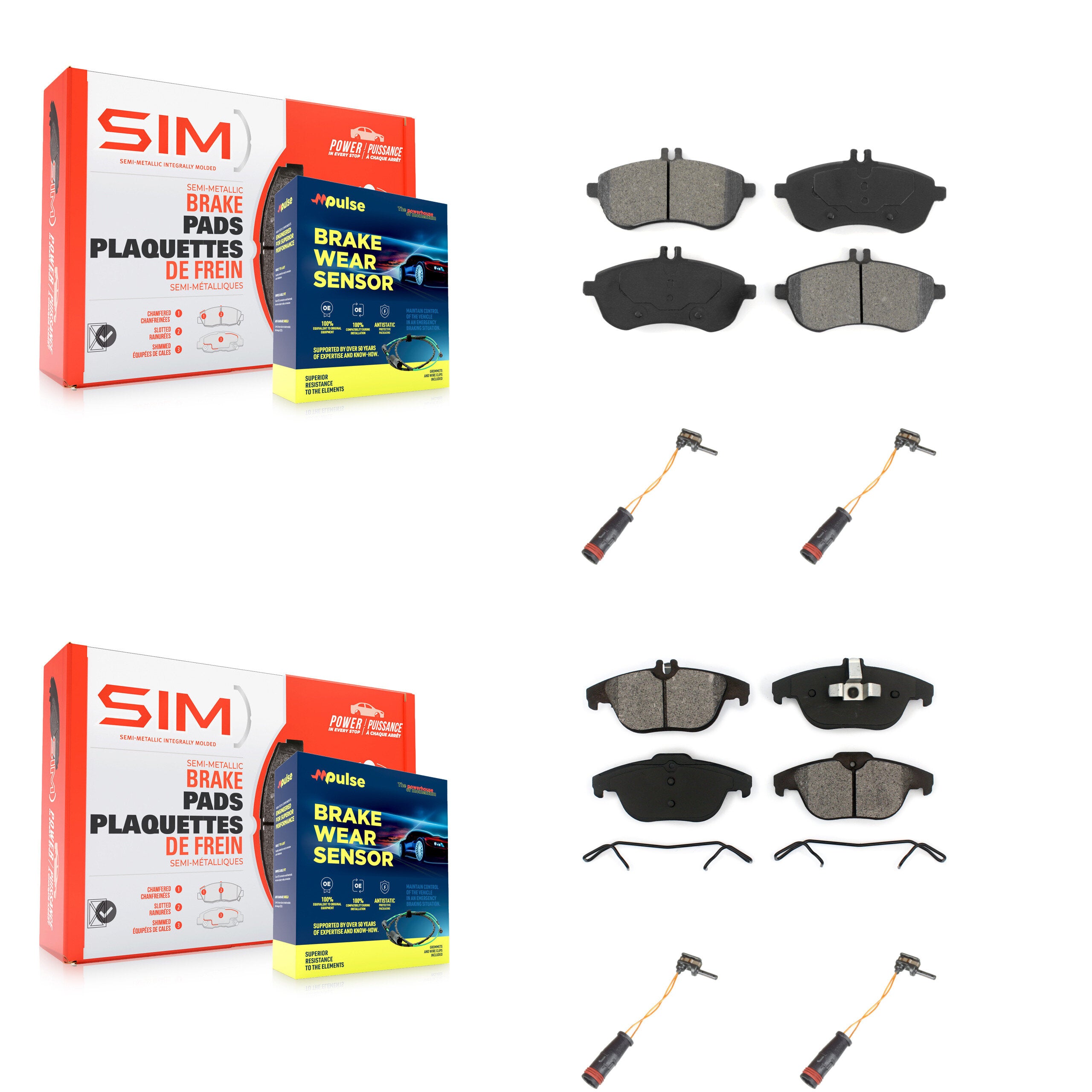 SIM KSW-100160 Disc Brake Pad for 2008-2015 Mercedes-Benz C250, Mercedes-Benz C300, Mercedes-Benz C230 - Front and Rear