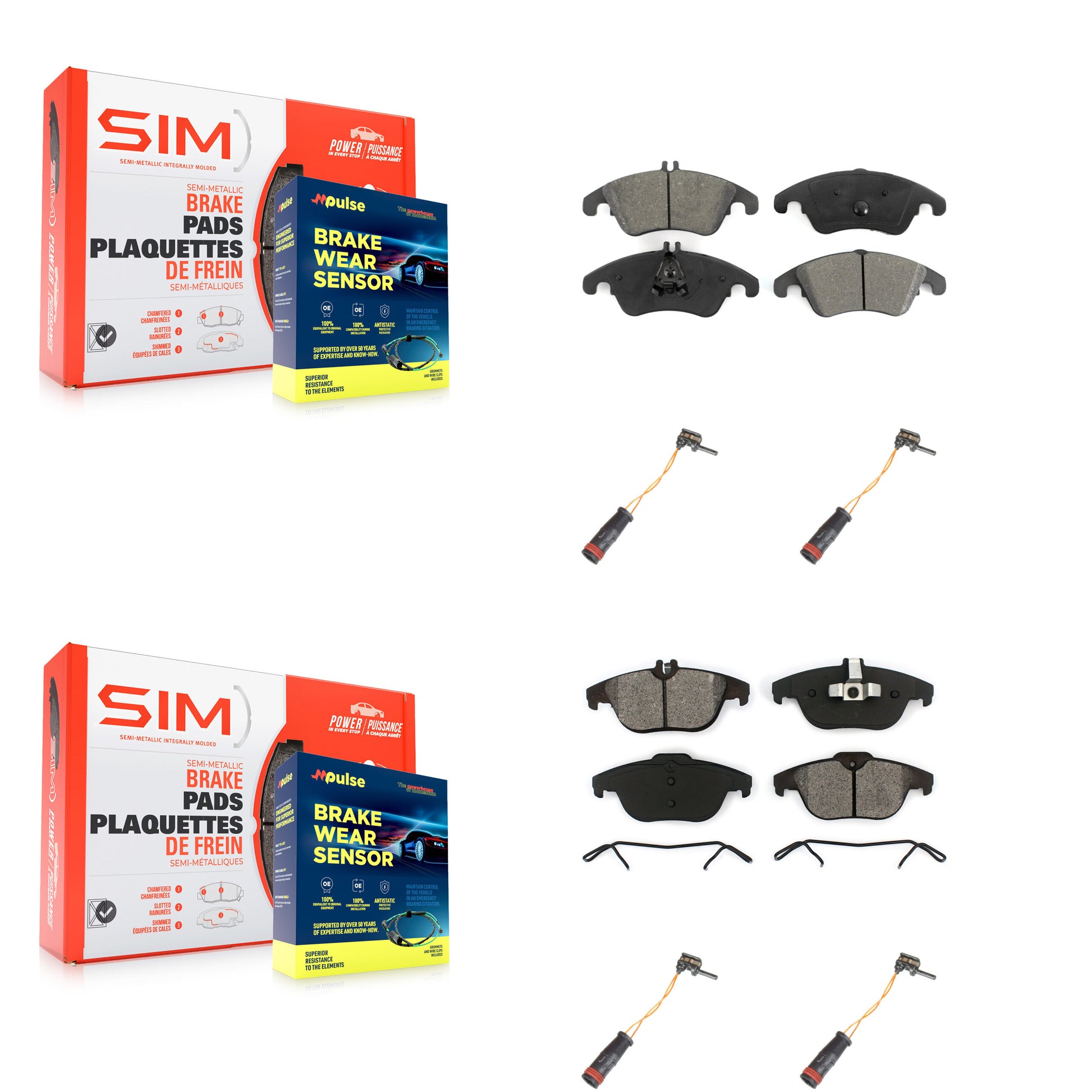 SIM KSW-100161 Disc Brake Pad for 2008-2017 Mercedes-Benz E400, Mercedes-Benz E550 and More - Front and Rear