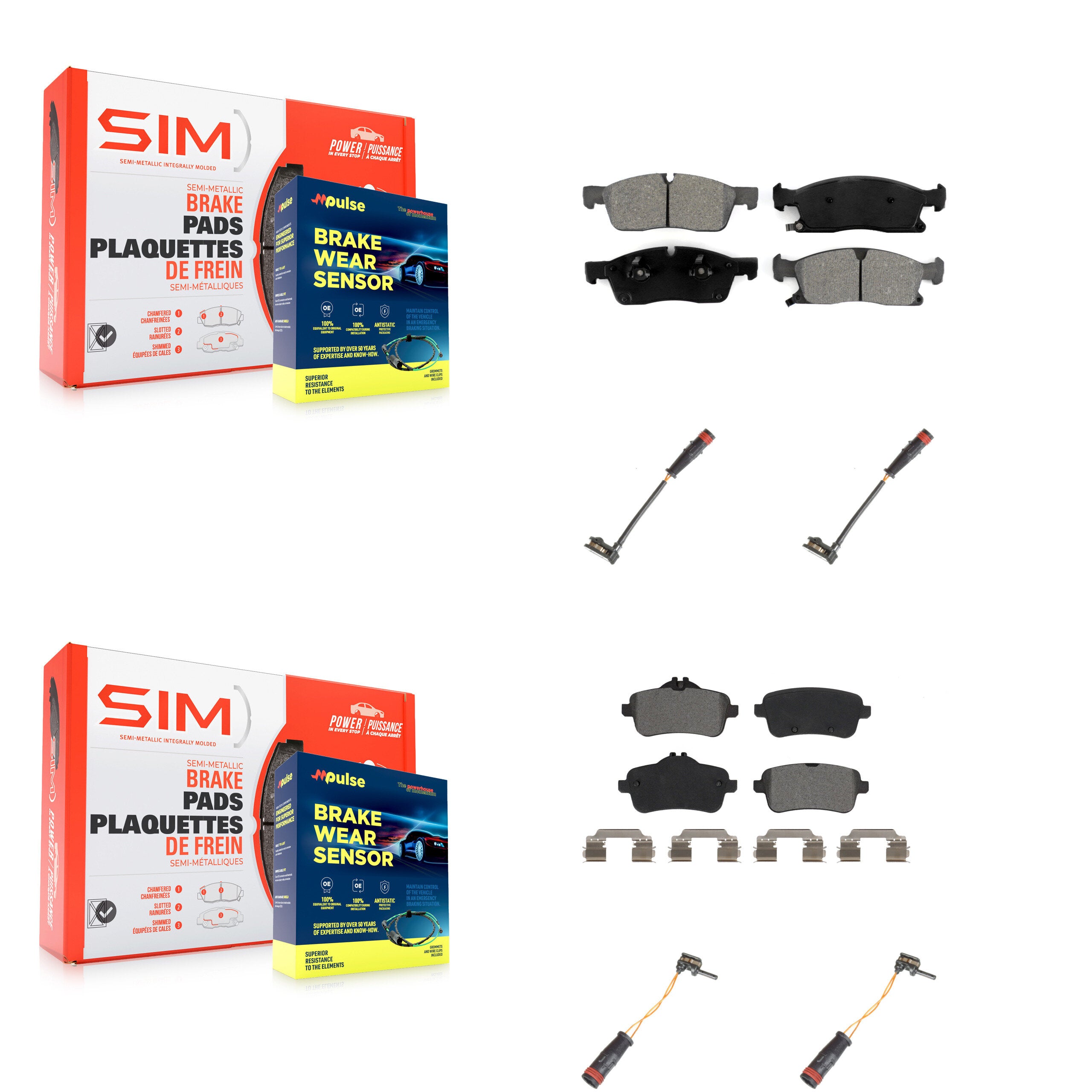 SIM KSW-100164 Disc Brake Pad for 2012-2018 Mercedes-Benz GLE400, Mercedes-Benz GLE350, Mercedes-Benz ML350 - Front and Rear