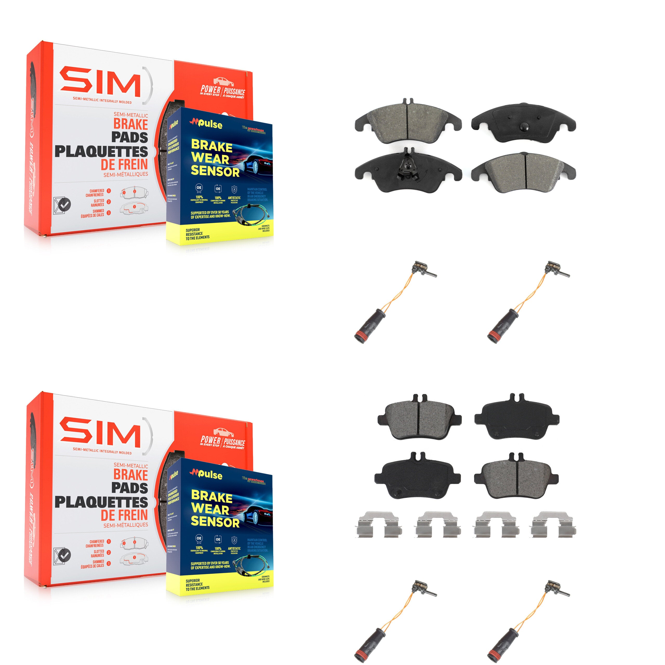 SIM KSW-100165 Disc Brake Pad for 2012-2016 Mercedes-Benz SLK350 - Front and Rear