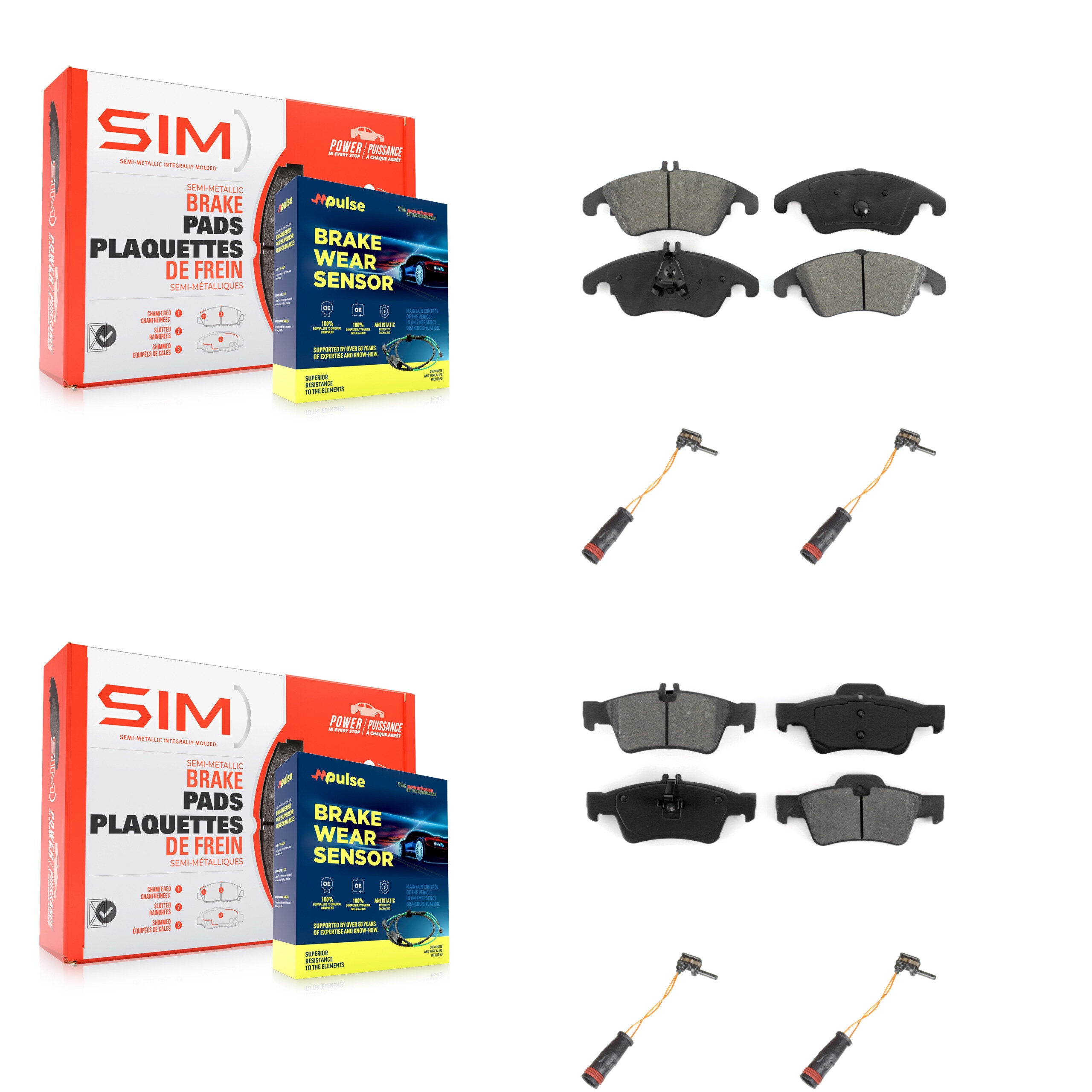 SIM KSW-100168 Disc Brake Pad for 2010-2016 Mercedes-Benz CLS400, Mercedes-Benz E350 and More - Front and Rear