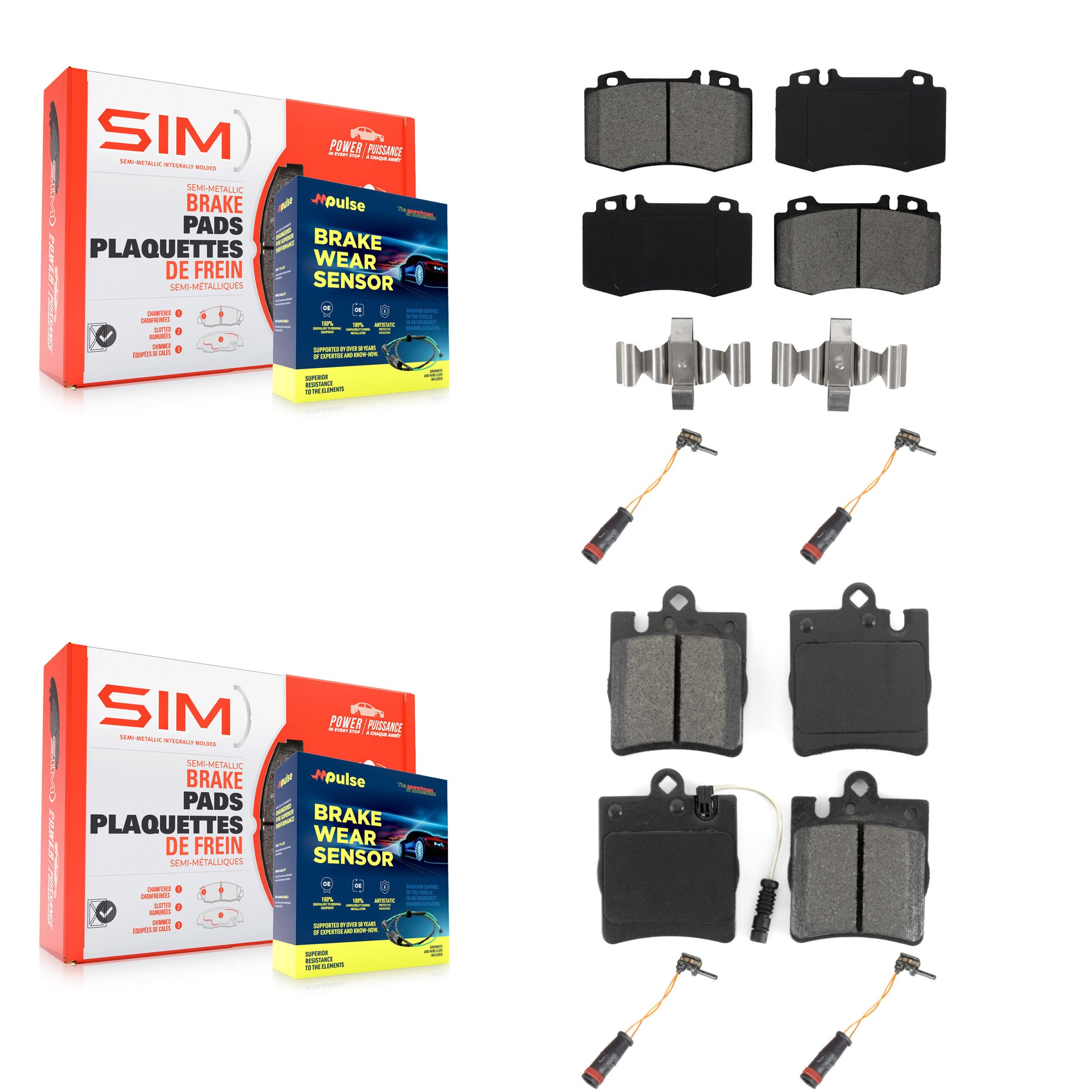 SIM KSW-100171 Disc Brake Pad for 2003-2007 Mercedes-Benz C350, Mercedes-Benz SLK350 and More - Front and Rear