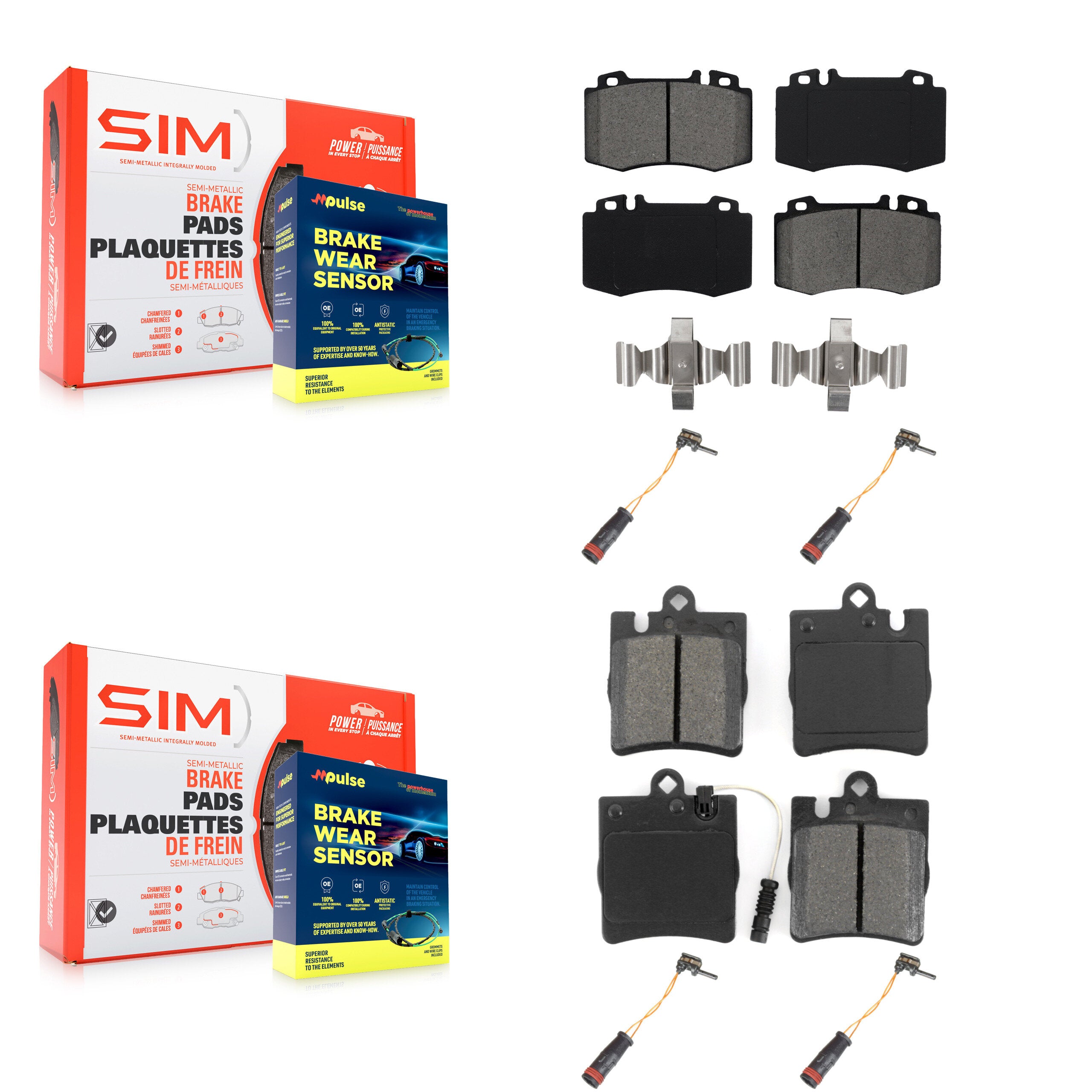 SIM KSW-100171 Disc Brake Pad for 2003-2007 Mercedes-Benz C350, Mercedes-Benz SLK350 and More - Front and Rear