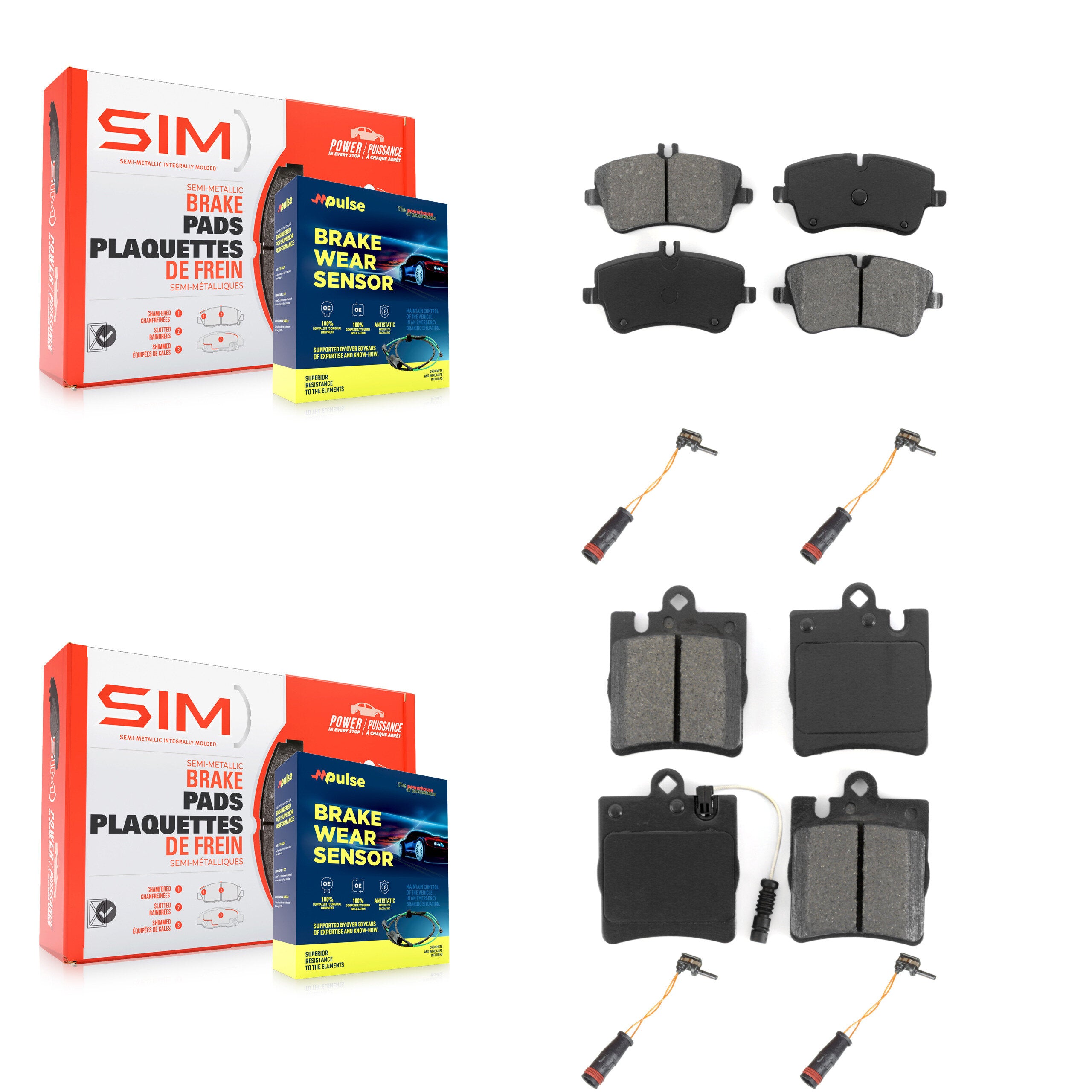 SIM KSW-100173 Disc Brake Pad for 2001-2007 Mercedes-Benz C280, Mercedes-Benz C350 and More - Front and Rear