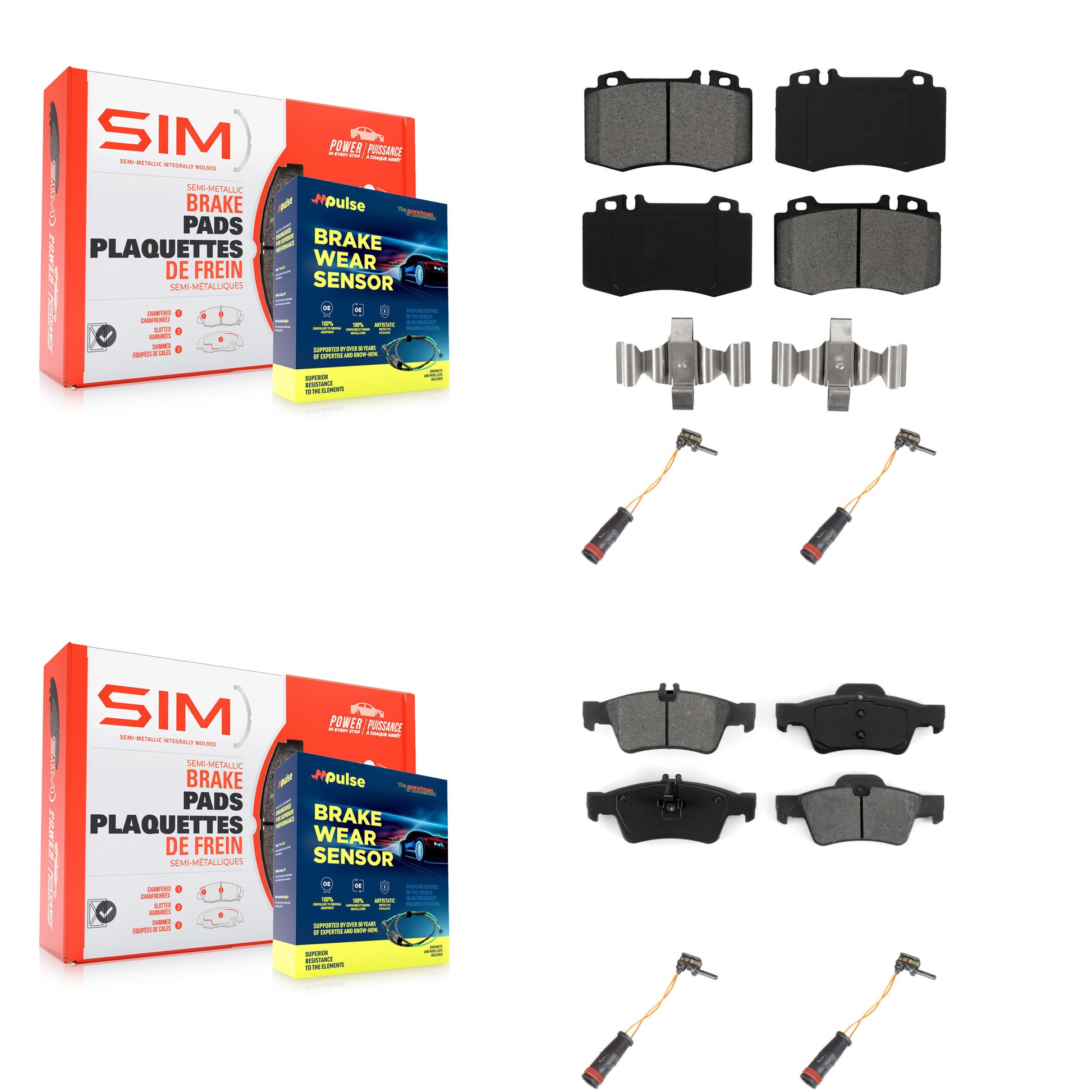 SIM KSW-100174 Disc Brake Pad for 2003-2009 Mercedes-Benz E350, Mercedes-Benz E550 and More - Front and Rear