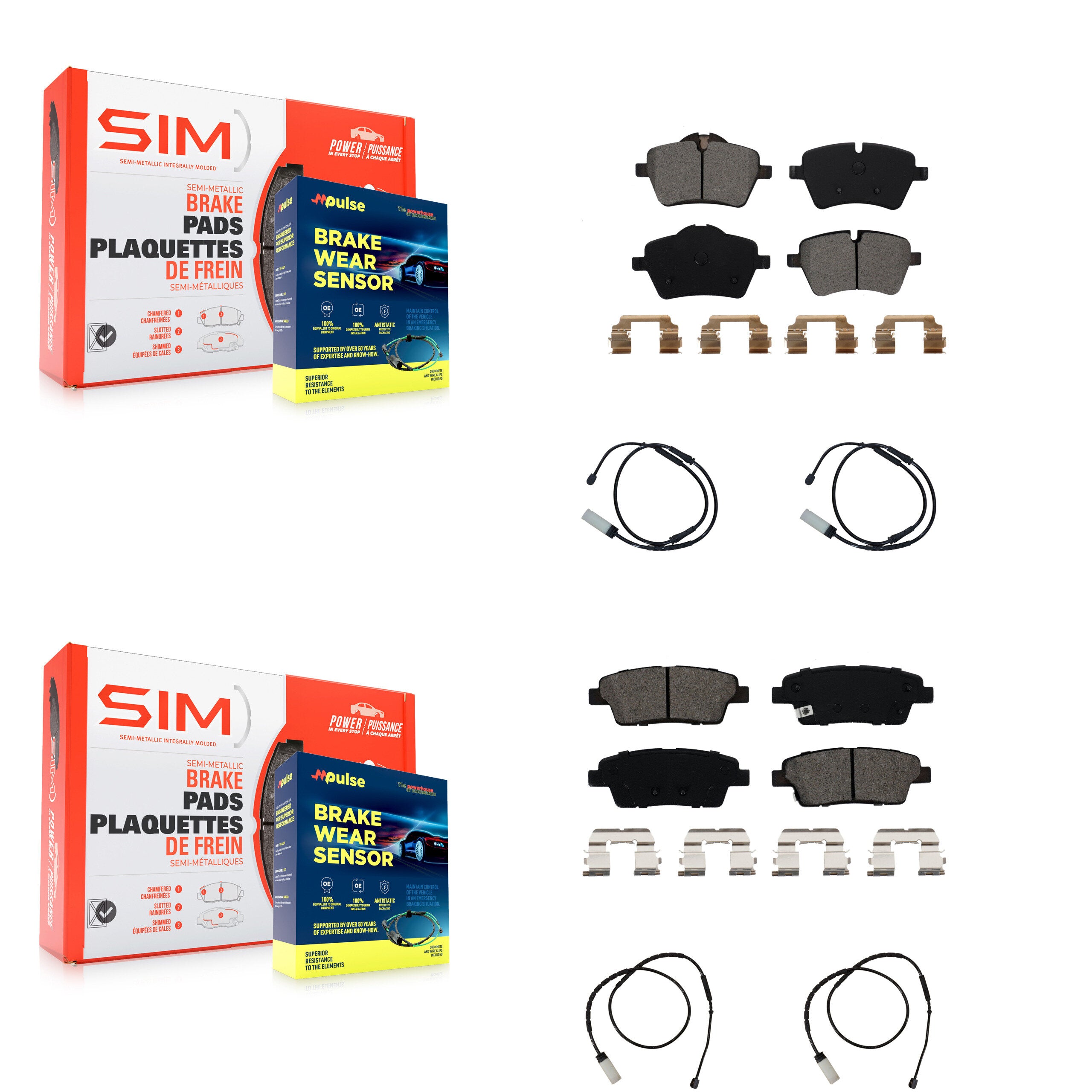 SIM KSW-100198 Disc Brake Pad for 2012-2016 Mini Cooper Paceman, Mini Cooper Countryman - Front and Rear
