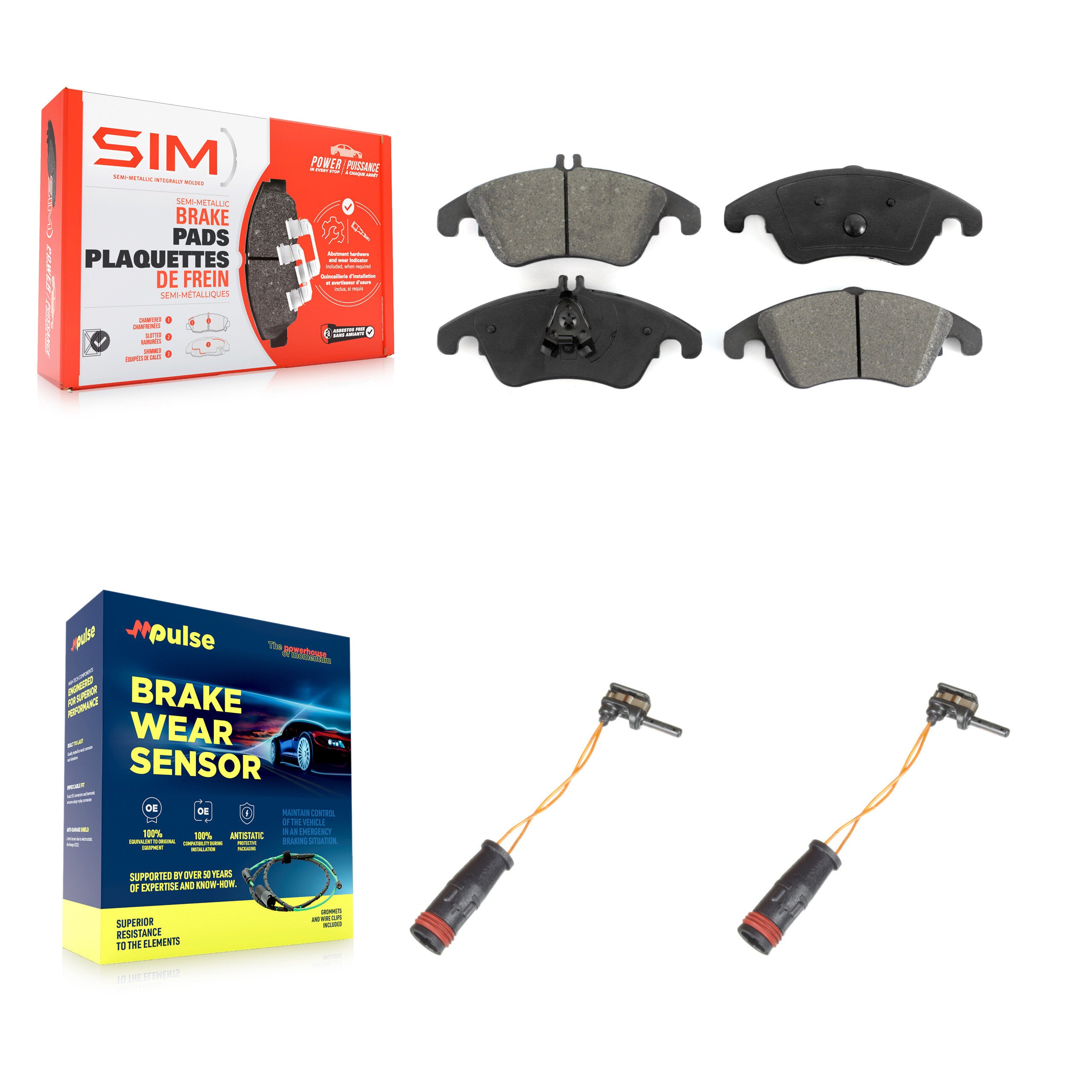 SIM KSW-100452 Disc Brake Pad for 2008-2020 Mercedes-Benz SLC300, Mercedes-Benz E400 and More - Front