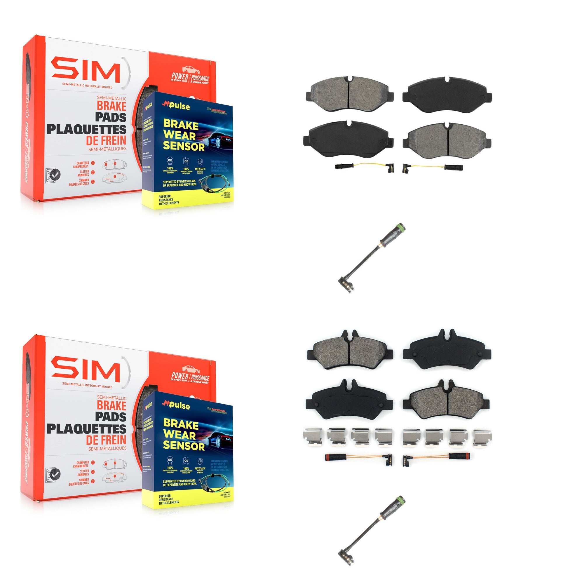 SIM KSW-100669 Disc Brake Pad for 2010-2018 Freightliner Sprinter 2500 - Front and Rear
