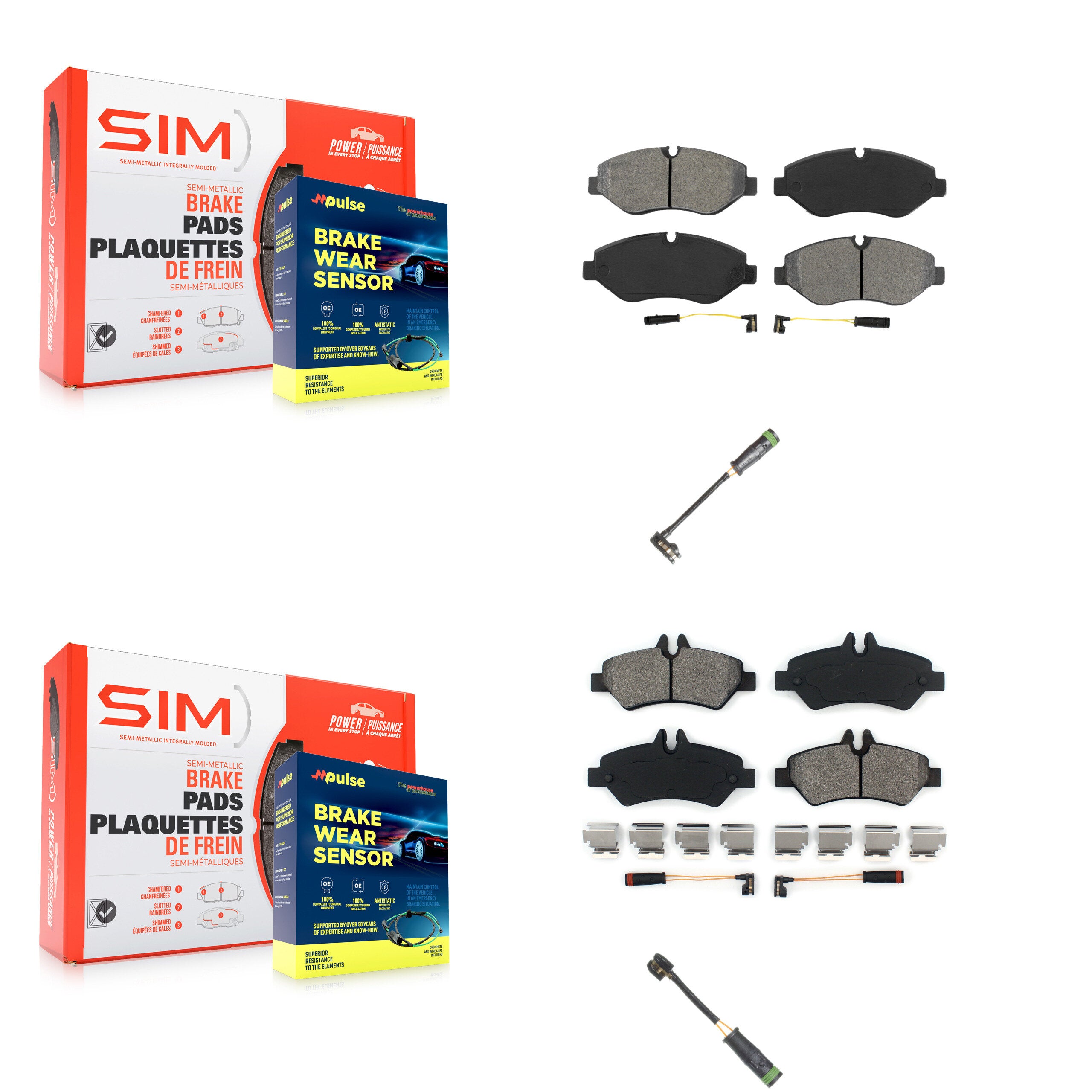 SIM KSW-100670 Disc Brake Pad for 2007-2009 Freightliner Sprinter 2500 - Front and Rear