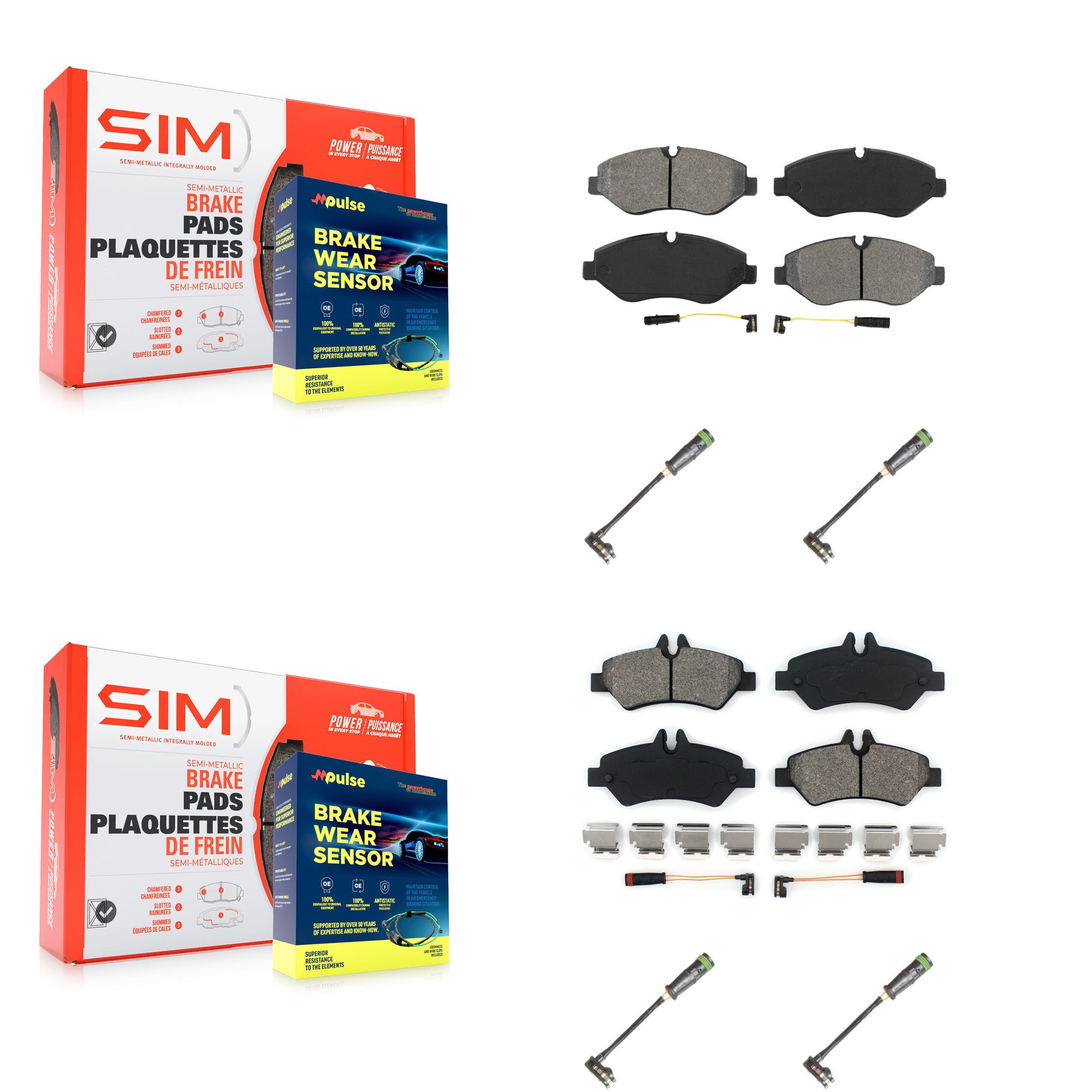 SIM KSW-100684 Disc Brake Pad for 2010-2018 Freightliner Sprinter 2500 - Front and Rear