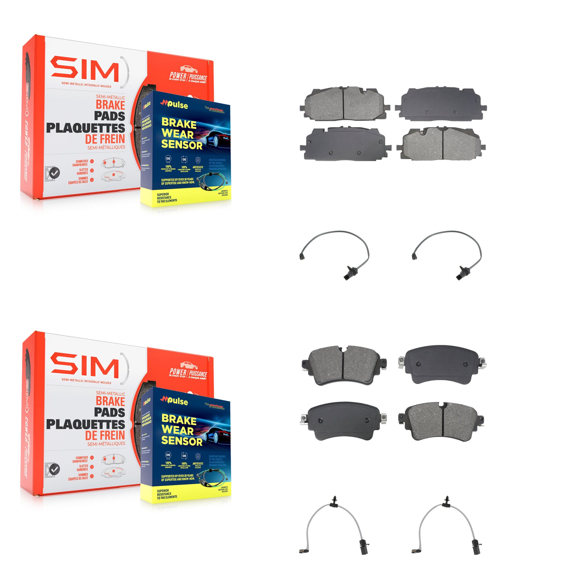 SIM KSW-100714 Disc Brake Pad for 2018-2020 Audi A6 allroad, Audi A6 Quattro and More - Front and Rear