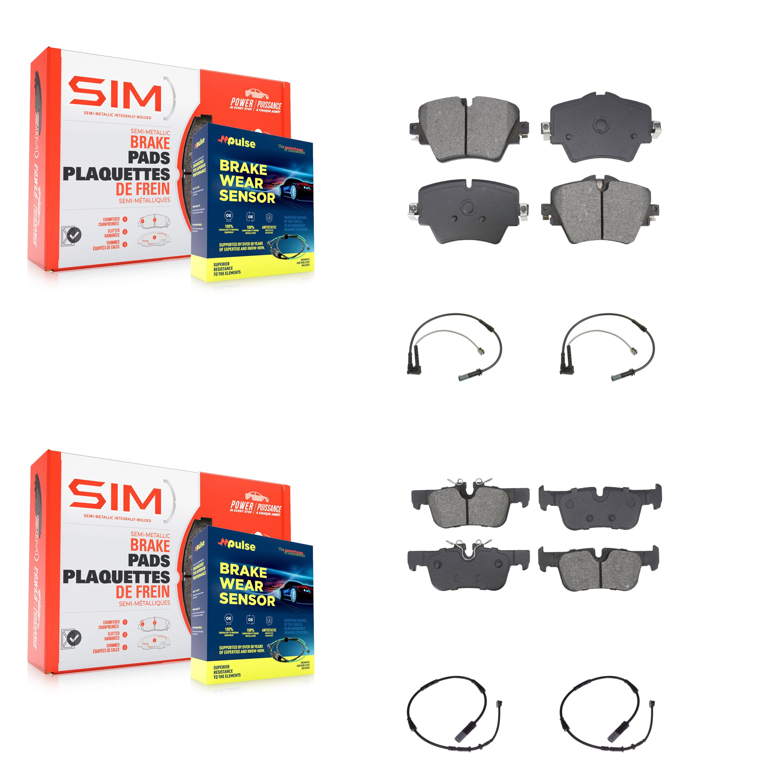 SIM KSW-100717 Disc Brake Pad for 2016-2022 BMW 228i Gran Coupe, BMW X1 and More - Front and Rear