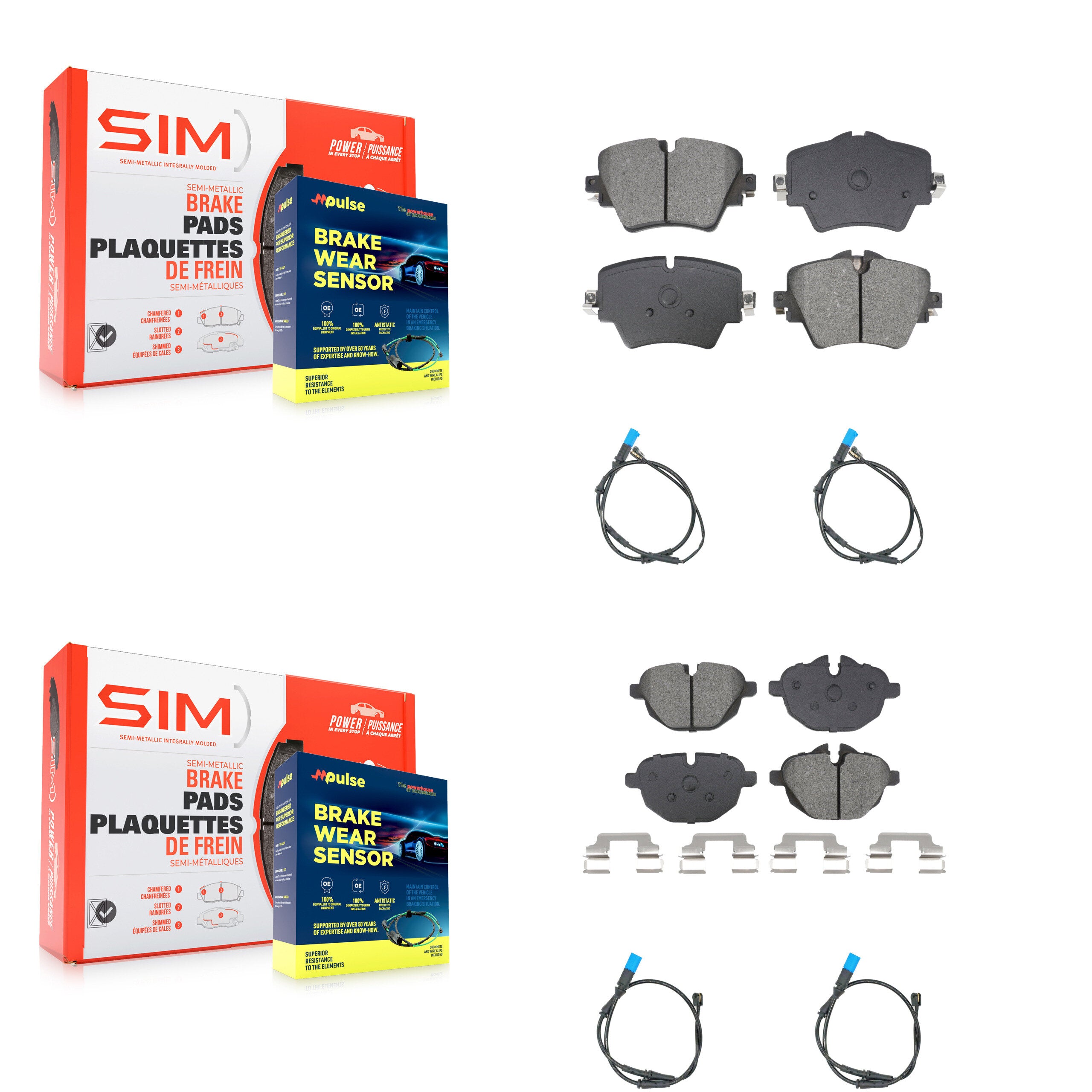 SIM KSW-100727 Disc Brake Pad for 2018-2021 BMW X3 - Front and Rear