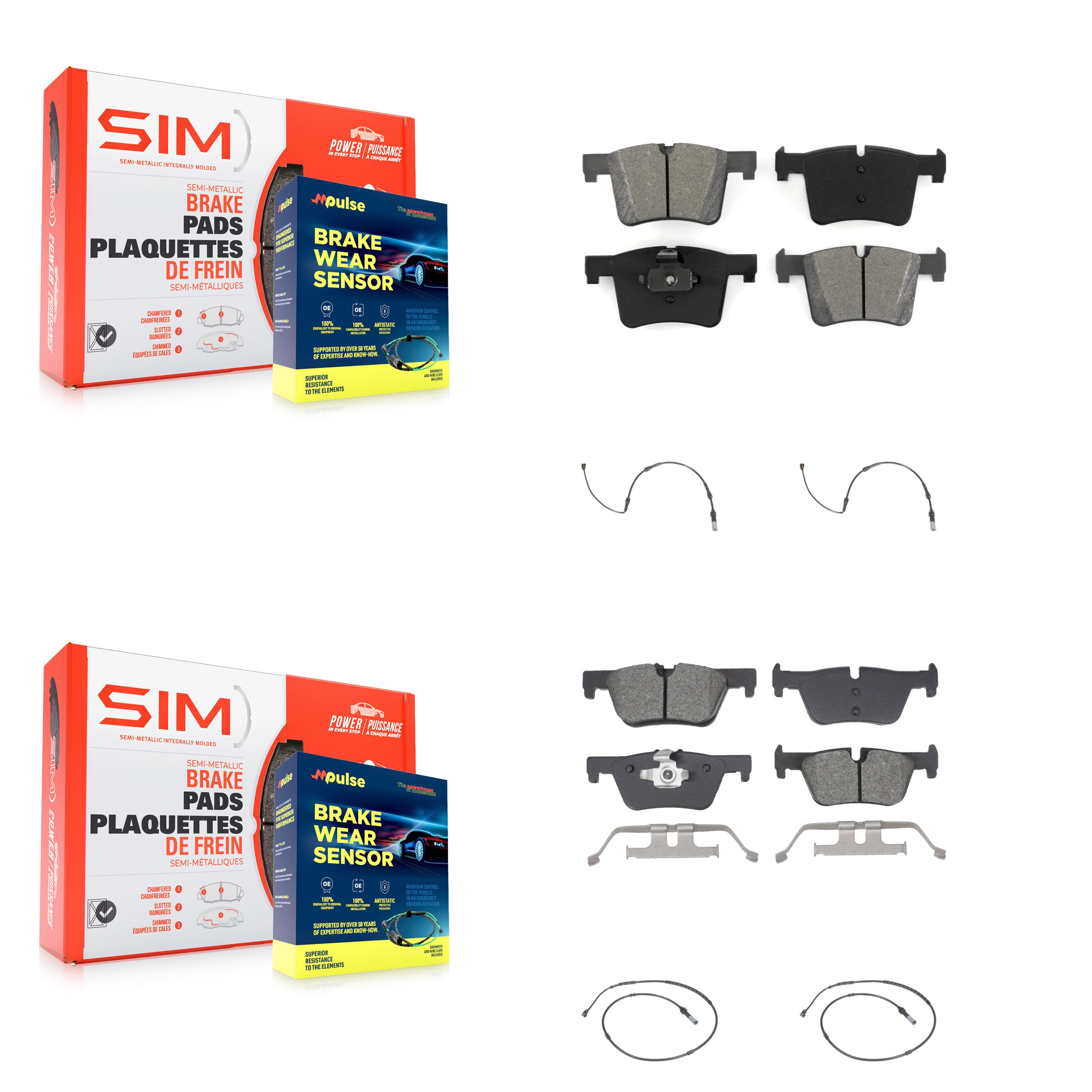 SIM KSW-100729 Disc Brake Pad for 2012-2018 BMW 328d, BMW 328d xDrive and More - Front and Rear