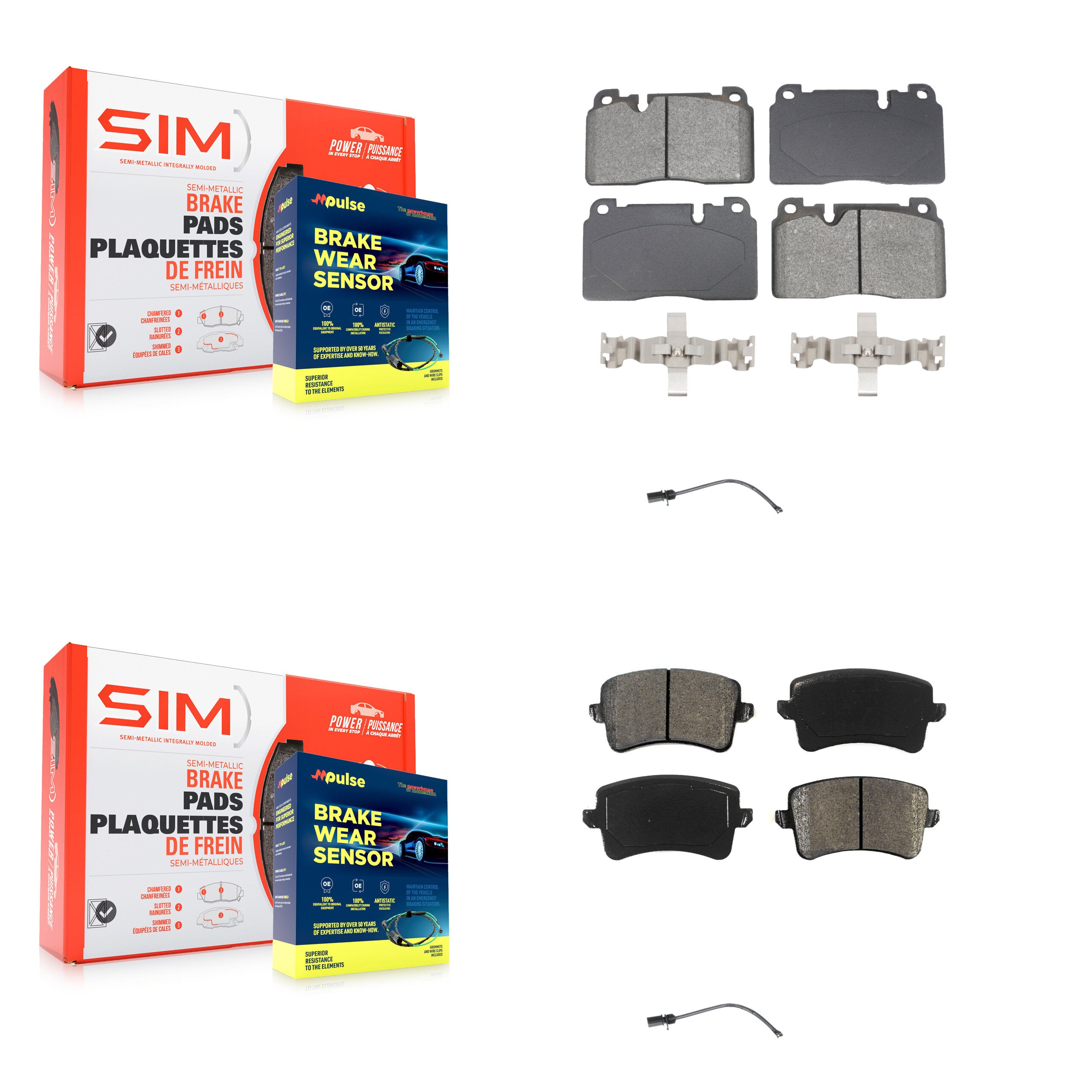 SIM KSW-100733 Disc Brake Pad for 2015 Audi Q5 - Front and Rear