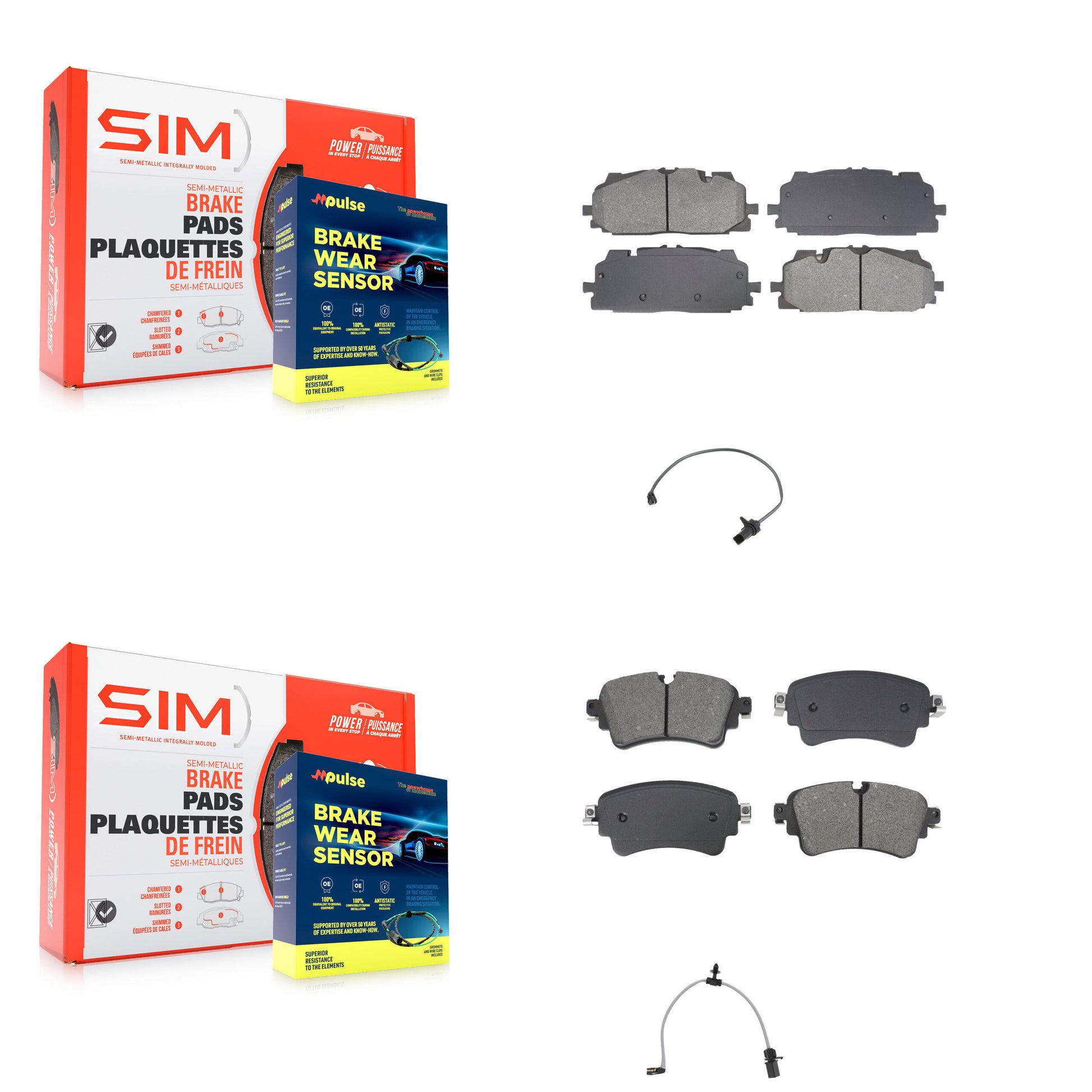 SIM KSW-100746 Disc Brake Pad for 2018-2020 Audi A6 allroad, Audi A6 Quattro and More - Front and Rear
