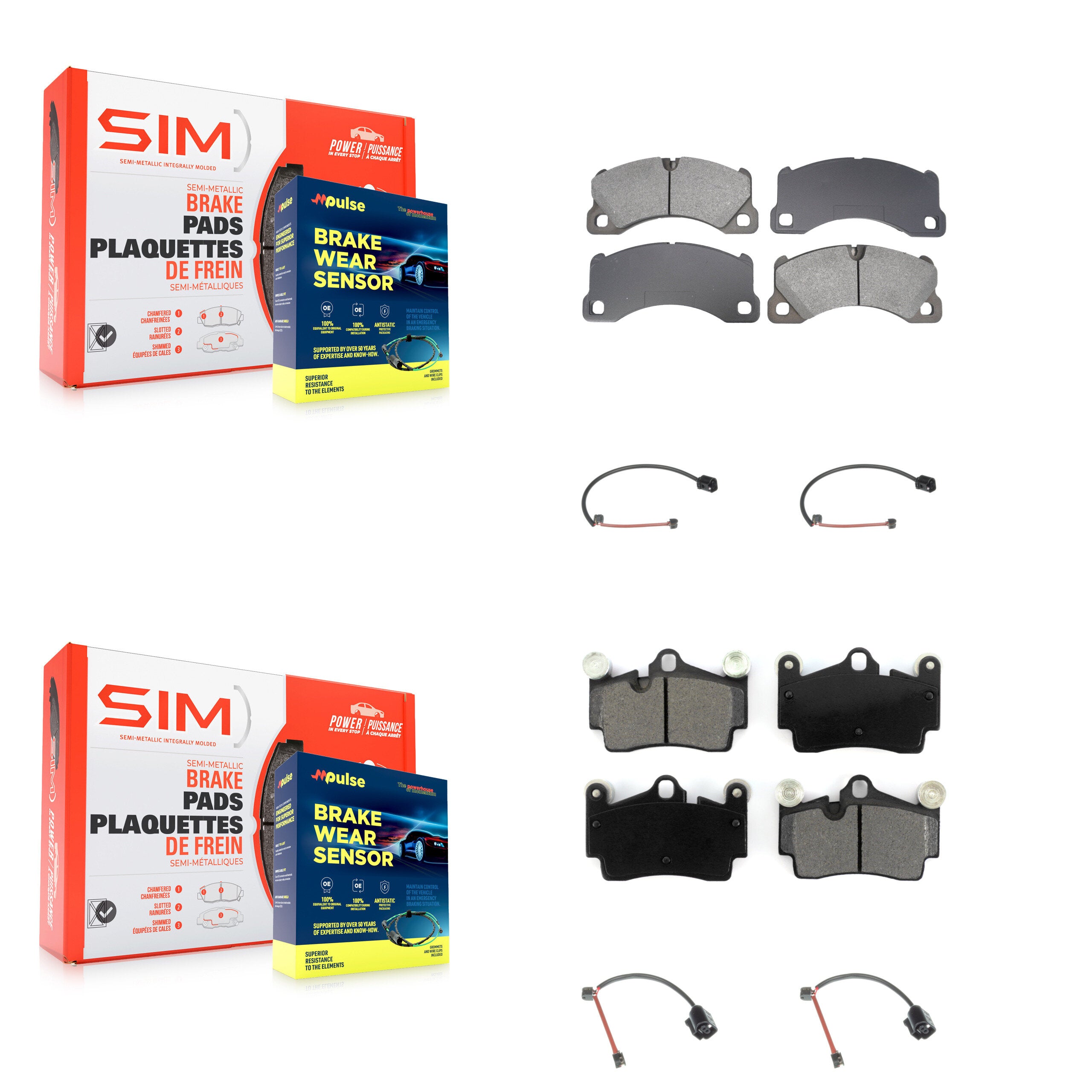 SIM KSW-100842 Disc Brake Pad for 2008-2010 Porsche Cayenne - Front and Rear