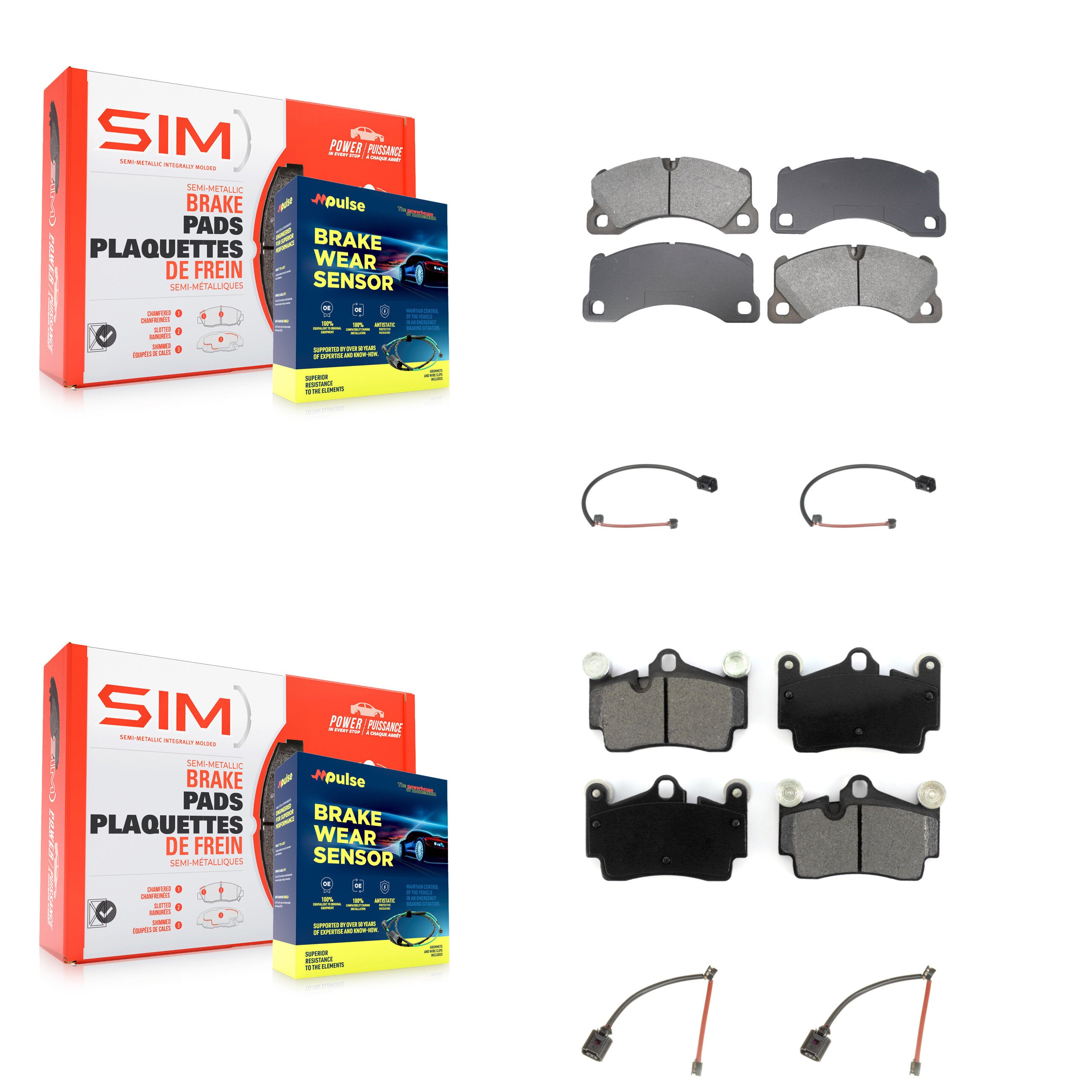 SIM KSW-100843 Disc Brake Pad for 2008-2010 Porsche Cayenne - Front and Rear